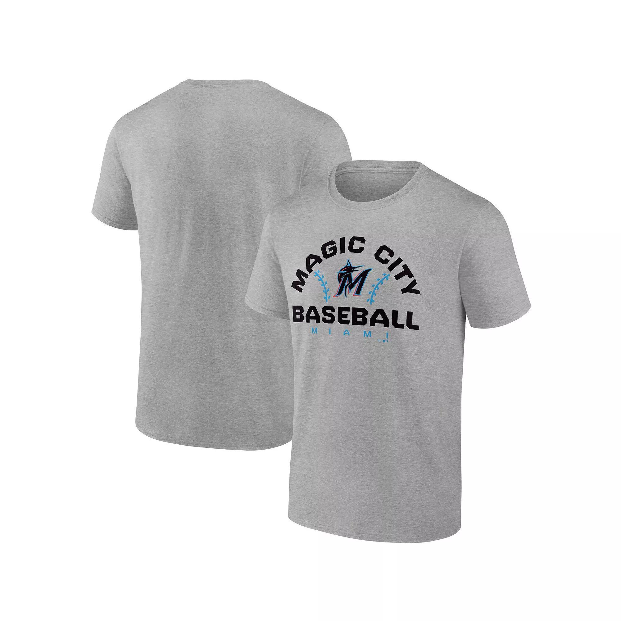 Men's Fanatics Branded Heathered Gray Miami Marlins Iconic Go for Two T-Shirt, Size: Large, Grey Product Image