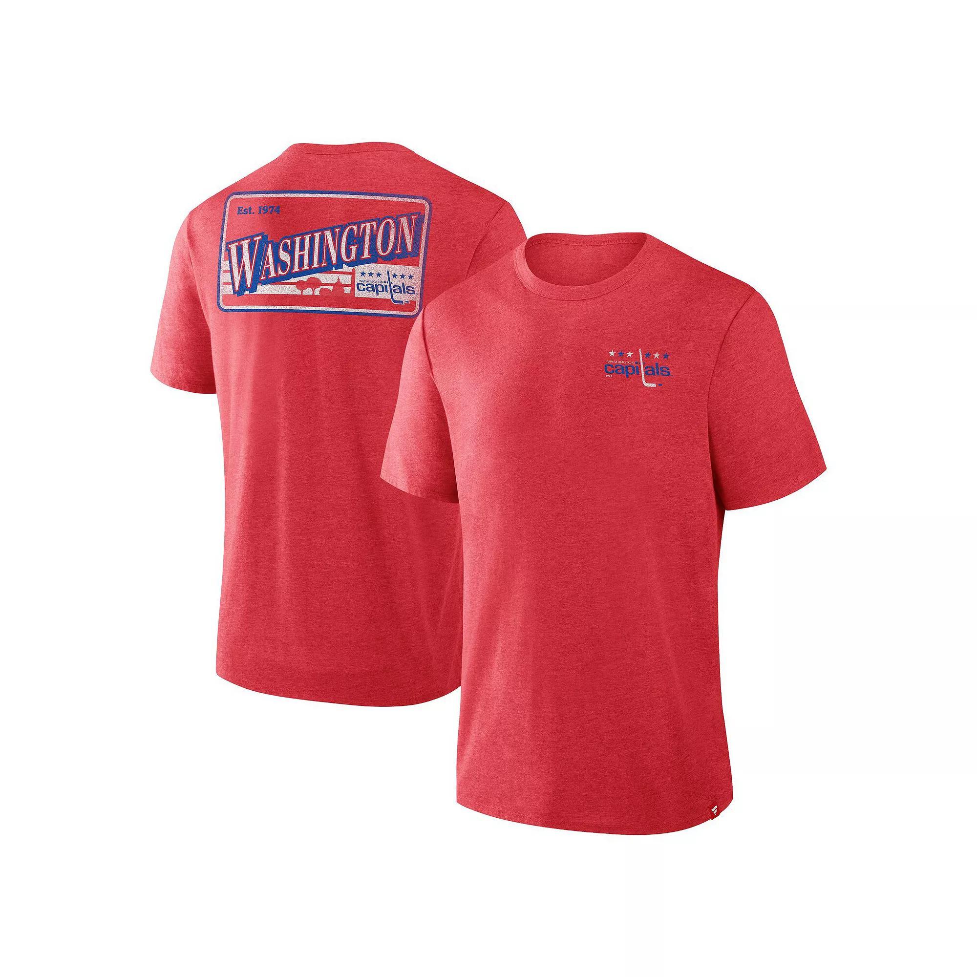 Men's Fanatics Heather Red Washington Capitals Fan Lanes Tri-Blend T-Shirt, Size: Large Product Image