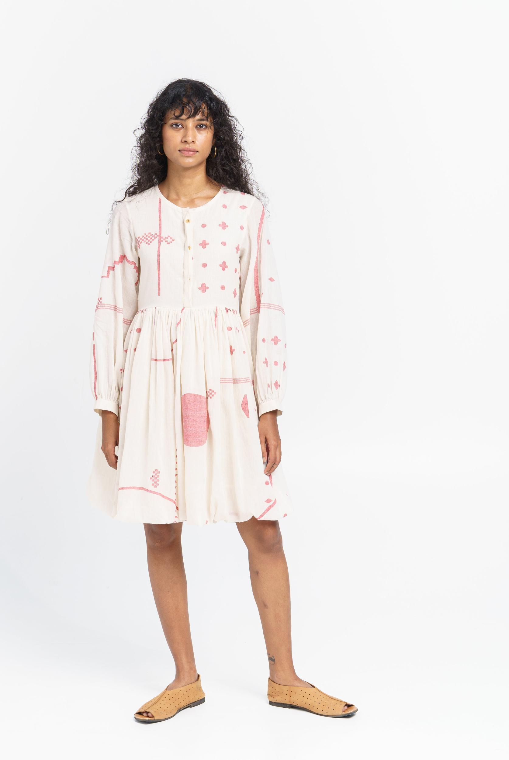 Fit and flare gathered dress Product Image
