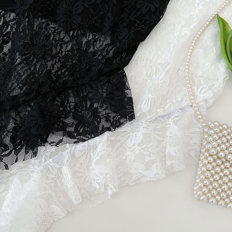 Sleeveless Lace Asymmetrical Top Product Image