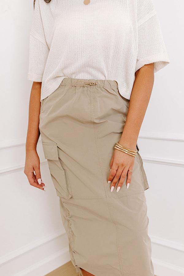 Cool Energy Cargo Midi Skirt in Warm Taupe Product Image