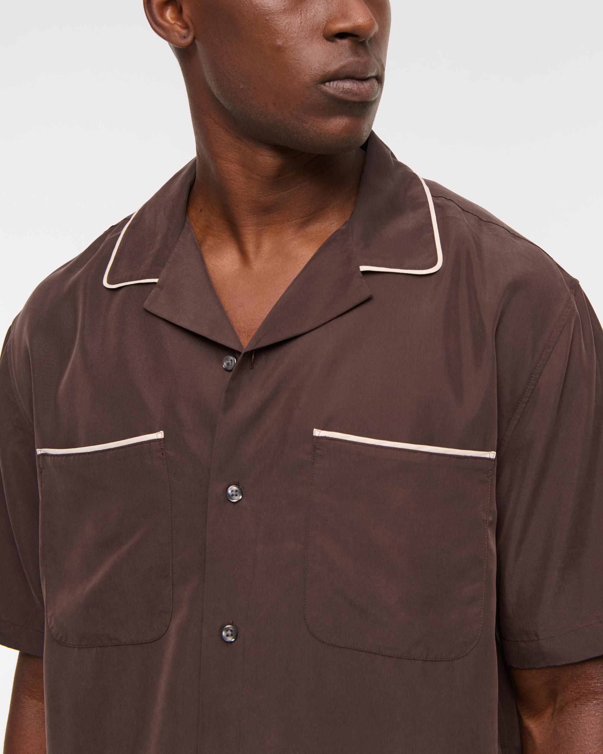 Camp Collar Cropped Cupro Shirt Product Image