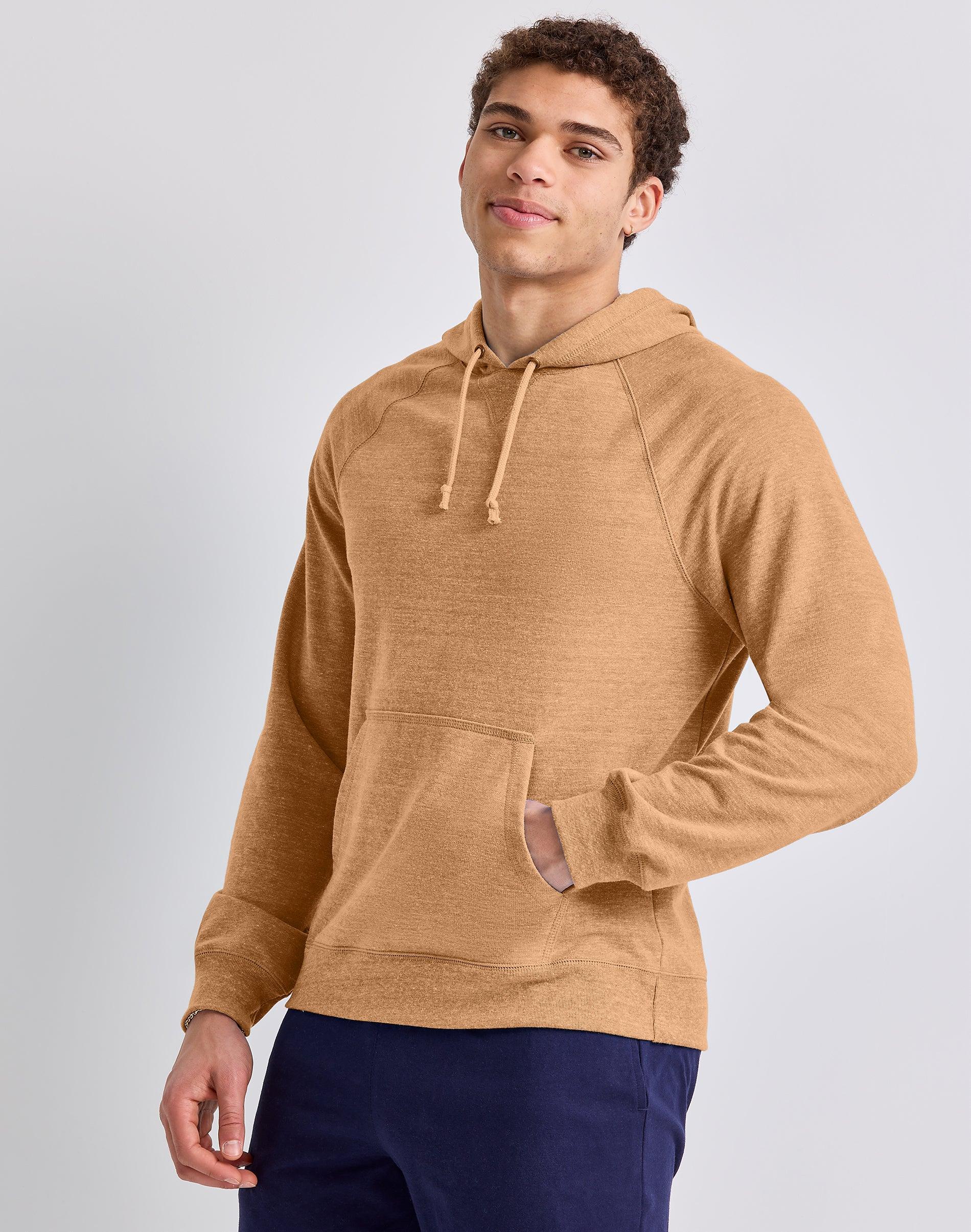 Hanes Originals Mens French Terry Hoodie Blue Jay Heather S Product Image