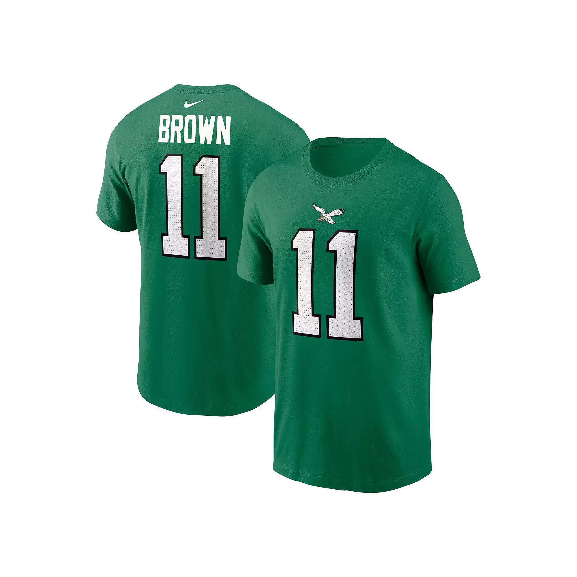 Men's Nike A.J. Brown Kelly Green Philadelphia Eagles Alternate Player Name & Number T-Shirt, Size: XL Product Image