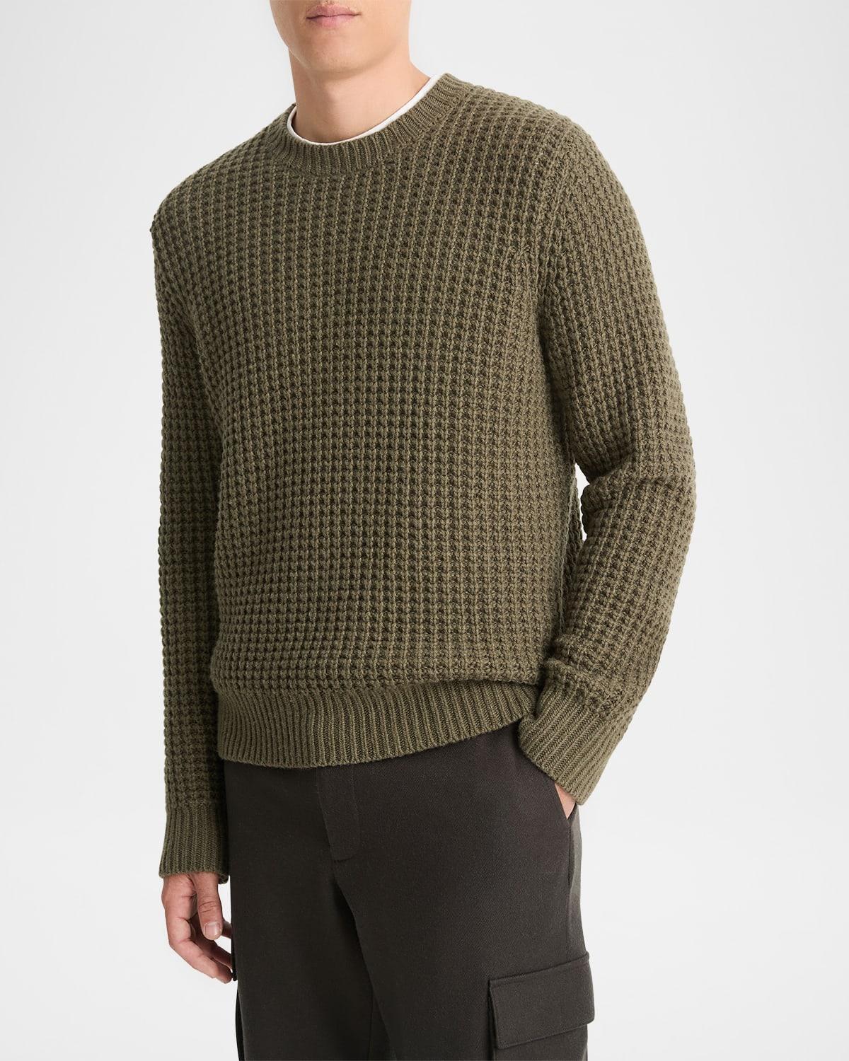 Mens Macro Waffle Knit Crewneck Sweater Product Image