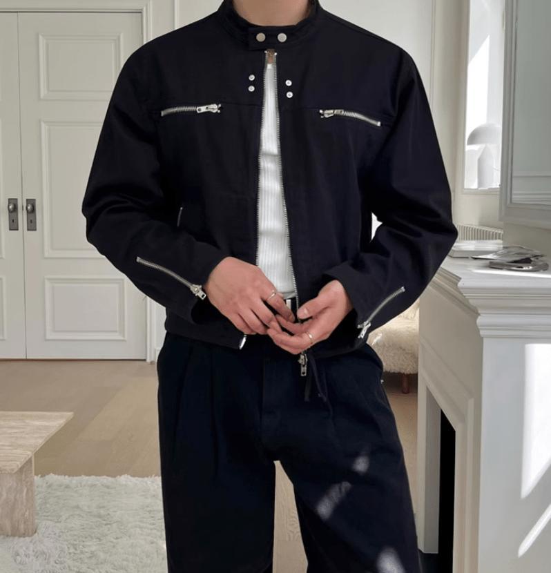 RT No. 12318 BLACK ZIPPER BIKER JK Product Image