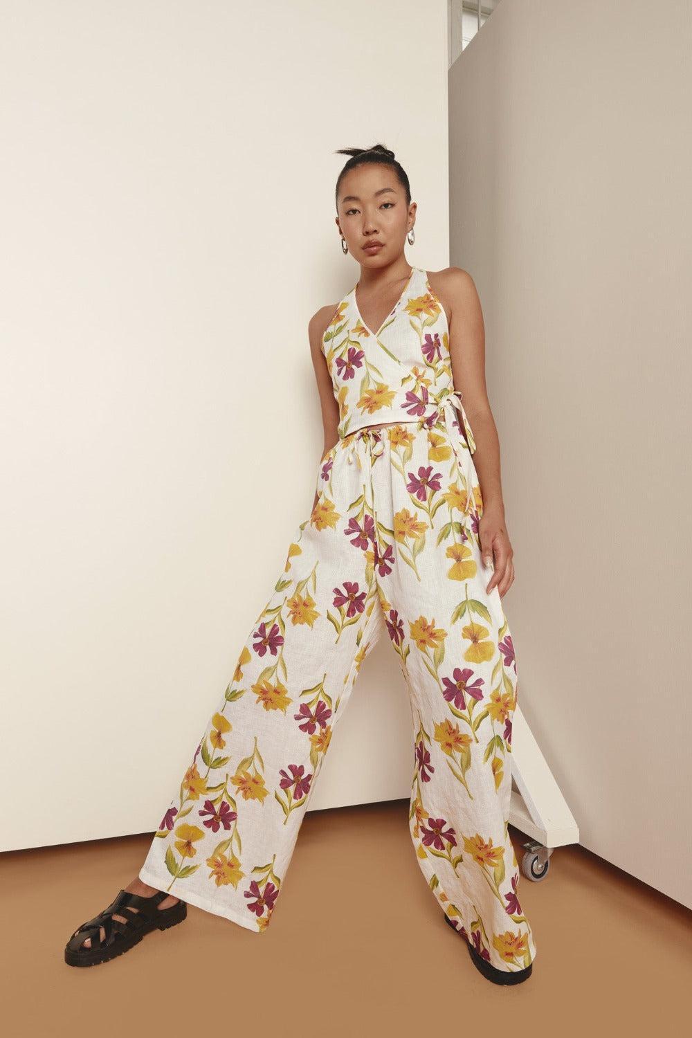 Celia Linen Top Flora Product Image