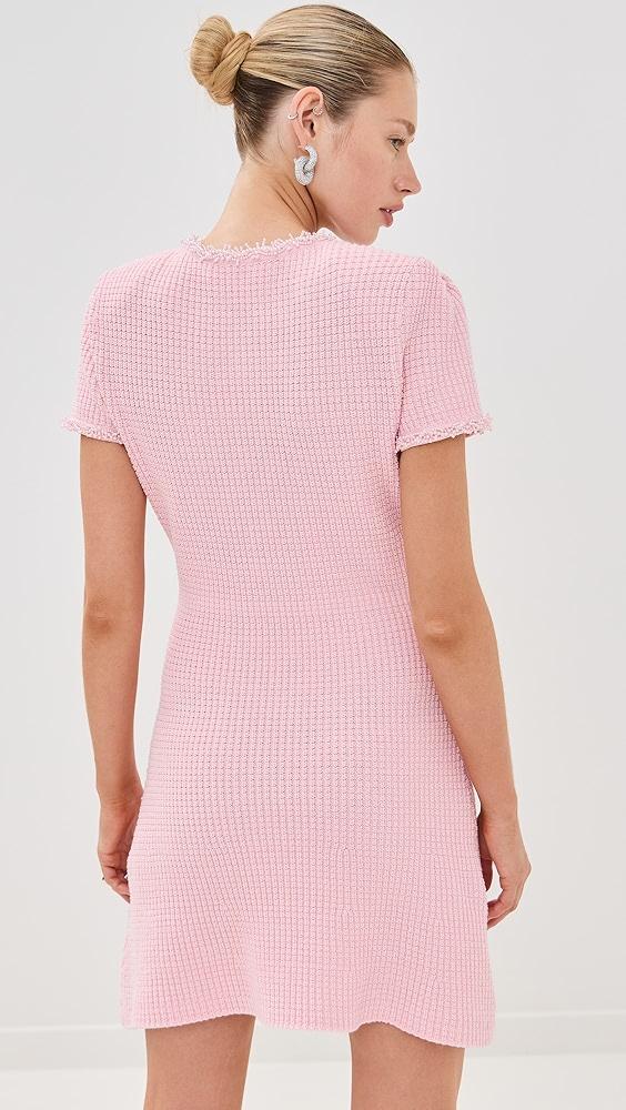 Self Portrait Pink Textured Knit Mini Dress | Shopbop Product Image