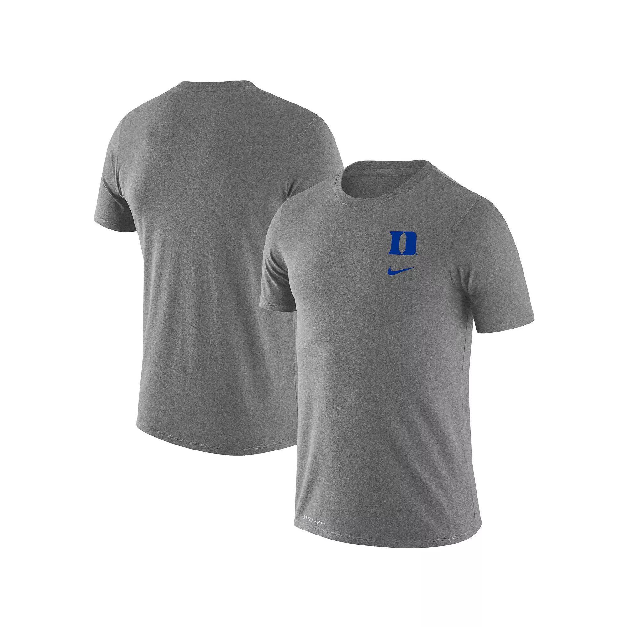Men's Nike Heathered Gray Duke Blue Devils Logo Stack Legend Performance T-Shirt, Size: 2XL, Grey Product Image