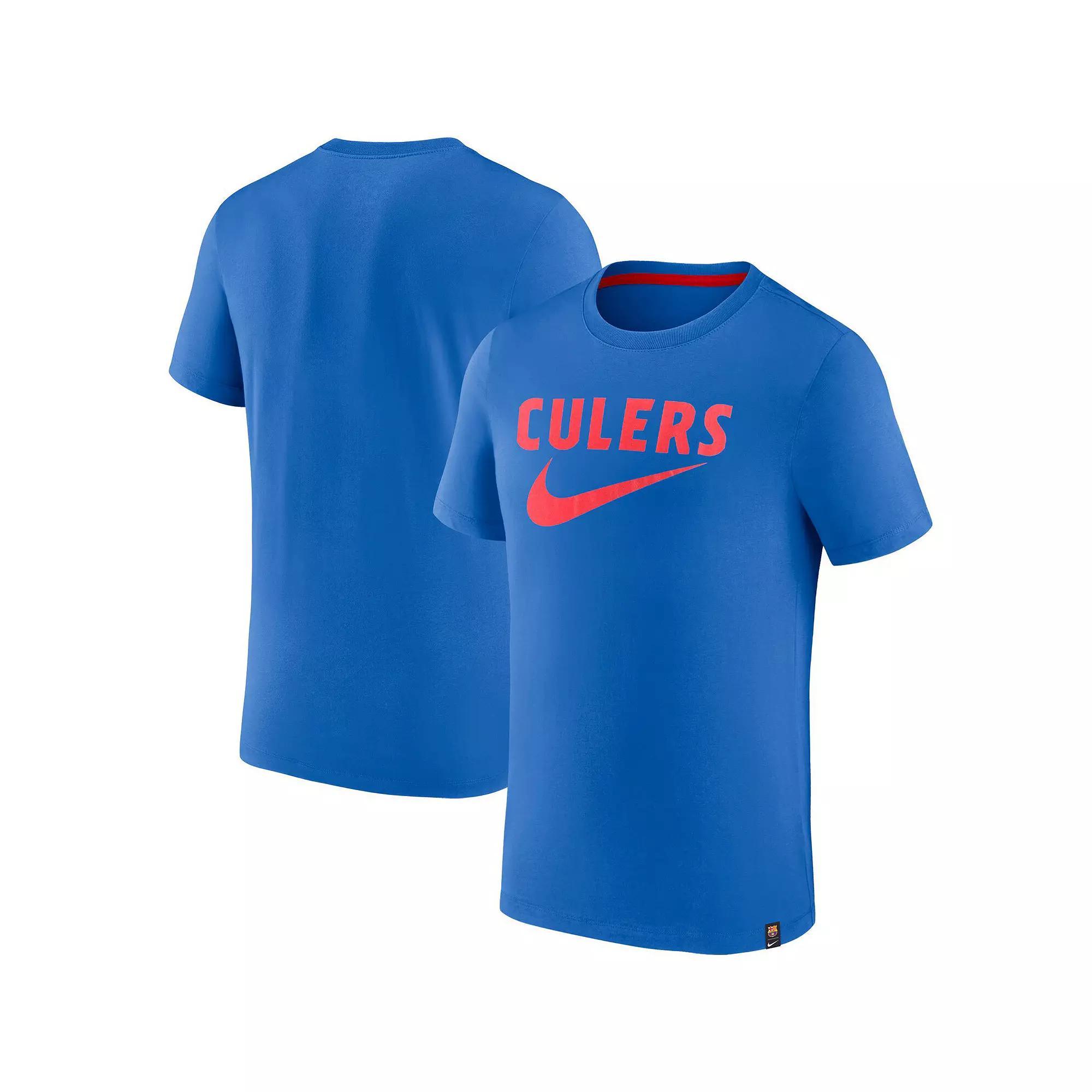 Men's Nike Blue Barcelona Swoosh T-Shirt, Size: Medium, Bar Blue Product Image