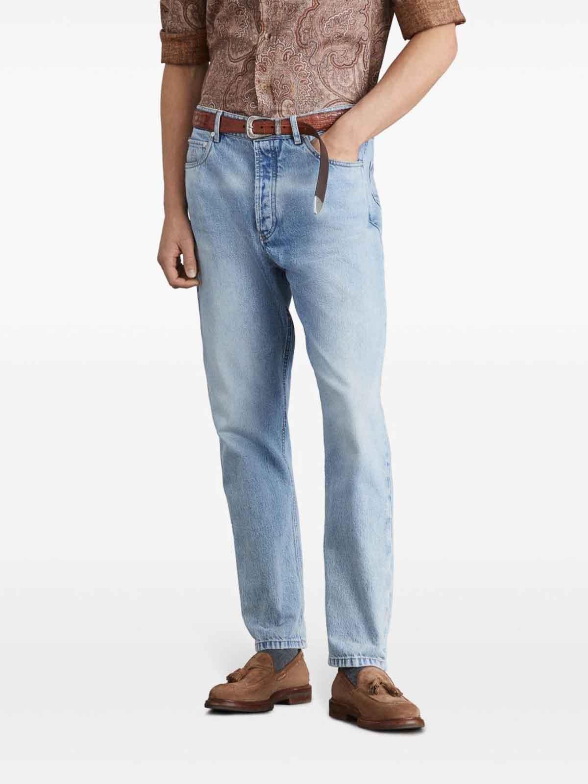 BRUNELLO CUCINELLI Cotton Straight Jeans In Light Blue Product Image