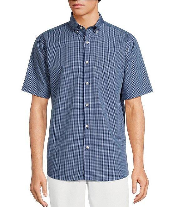 Gold Label Roundtree & Yorke Non-Iron Short Sleeve Gingham Poplin Sport Shirt Product Image