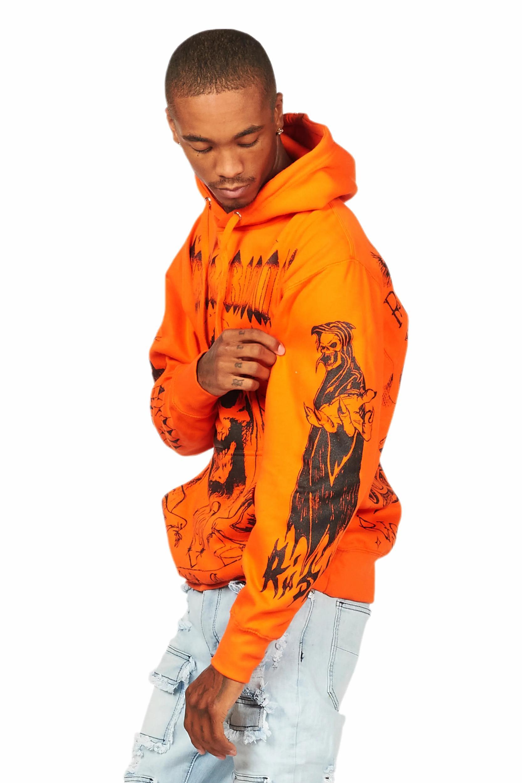 Pogboom Orange Graphic Hoodie Male Product Image