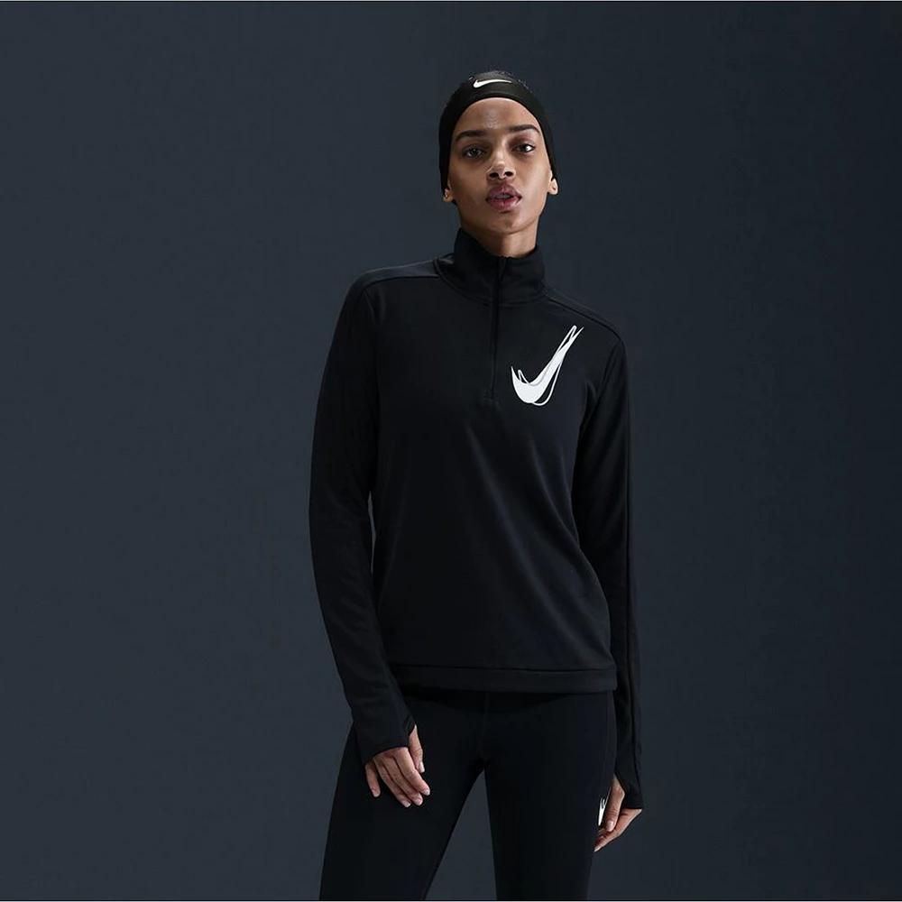 Women's Nike Swoosh 1/2-Zip Running Mid Layer Top, Size: Small, Black Product Image