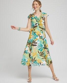 Chiffon Floral Faux Wrap Dress Product Image