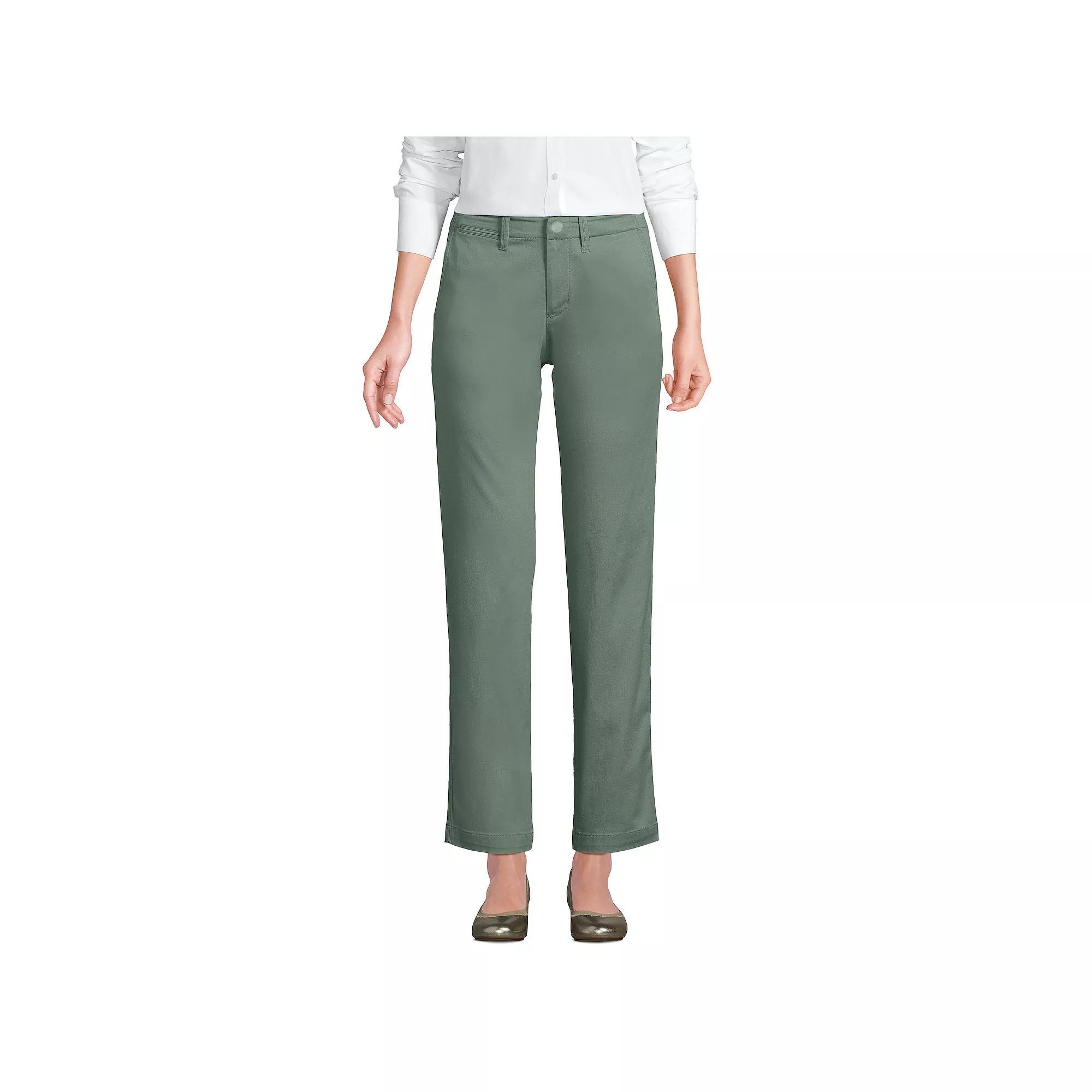 Women's Lands' End Mid Rise Classic Straight Leg Chino Ankle Pants, Size: 6, Lily  Green Product Image