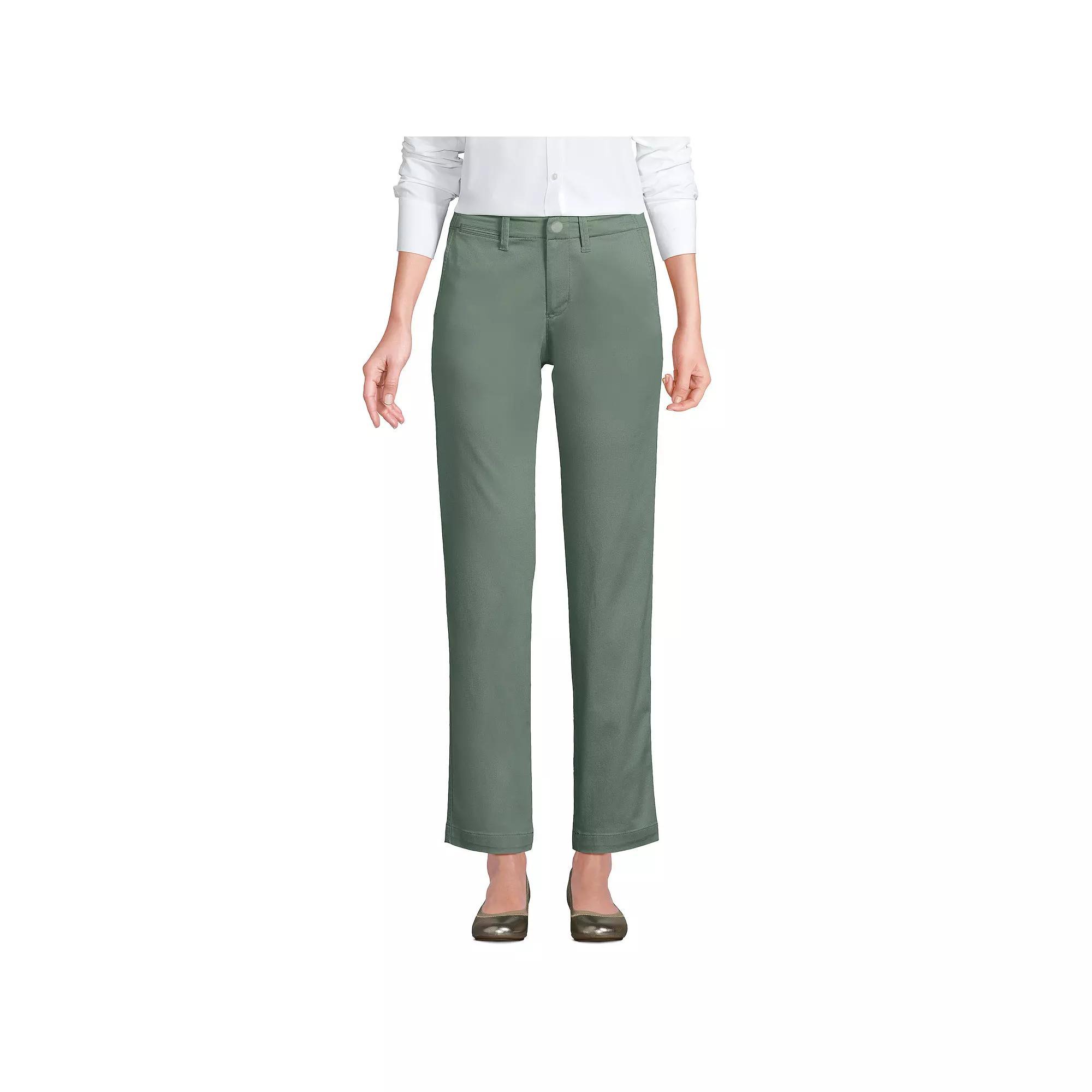 Women's Lands' End Mid Rise Classic Straight Leg Chino Ankle Pants, Size: 6, Lily  Green Product Image