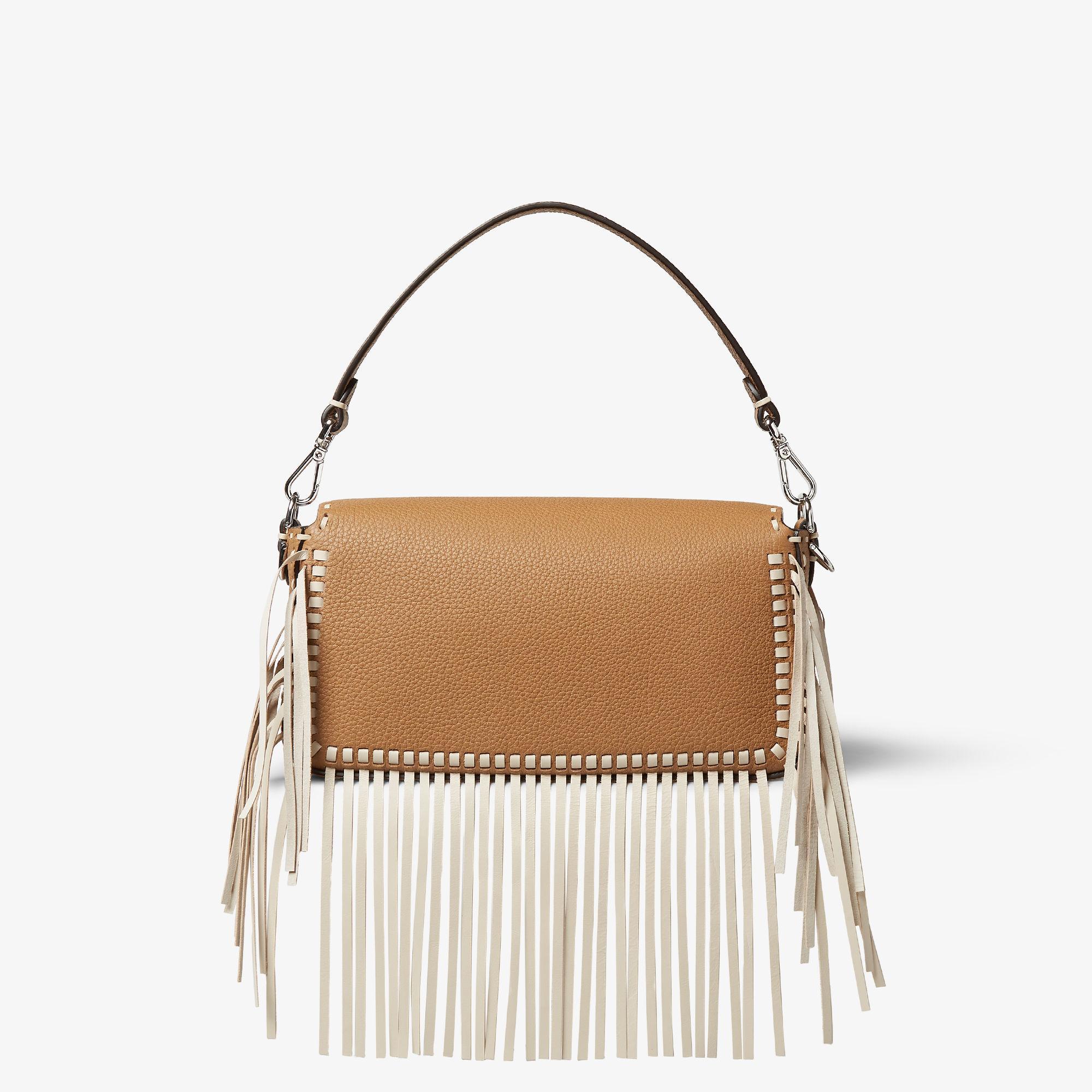 BaguetteCappuccino-colored Selleria bag with floral motifs and 612 hand-sewn stitches Product Image