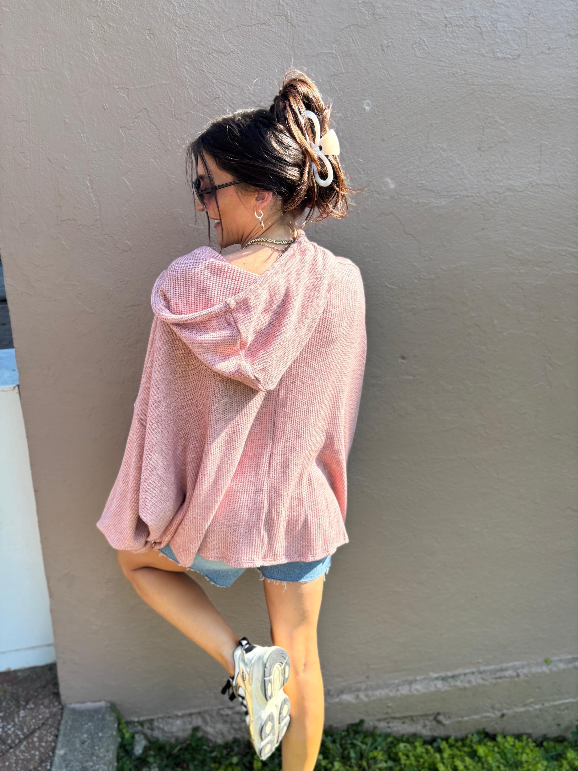 Oversized Waffle Knit Tunic Sweater Product Image