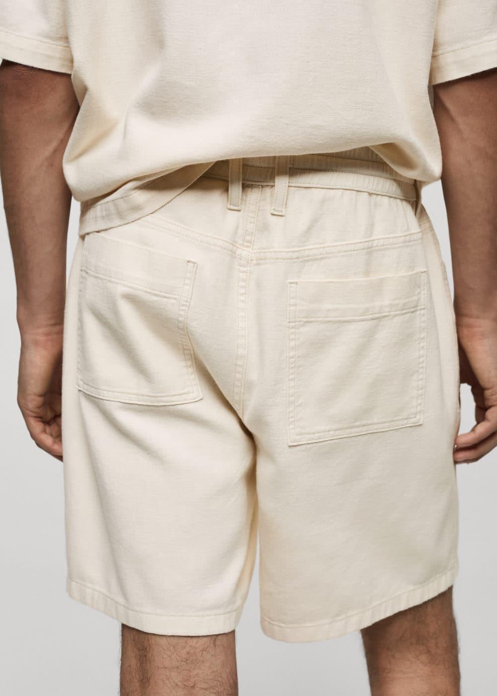 Mango Mens Drawstring Detail Cotton Shorts Product Image