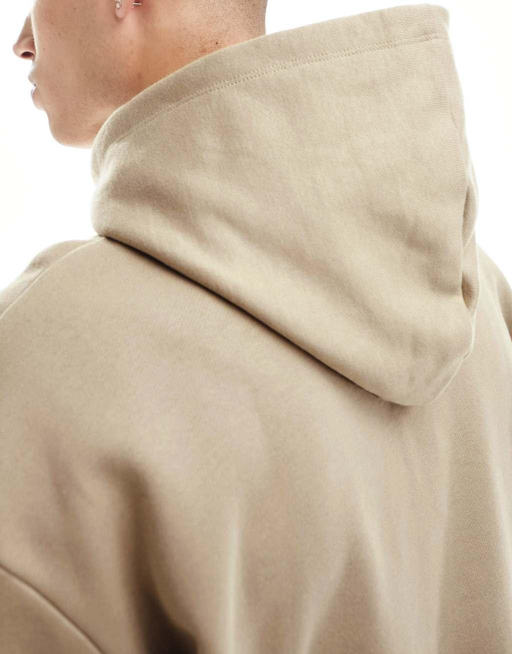 ASOS DESIGN premium heavyweight oversized hoodie in beige Product Image