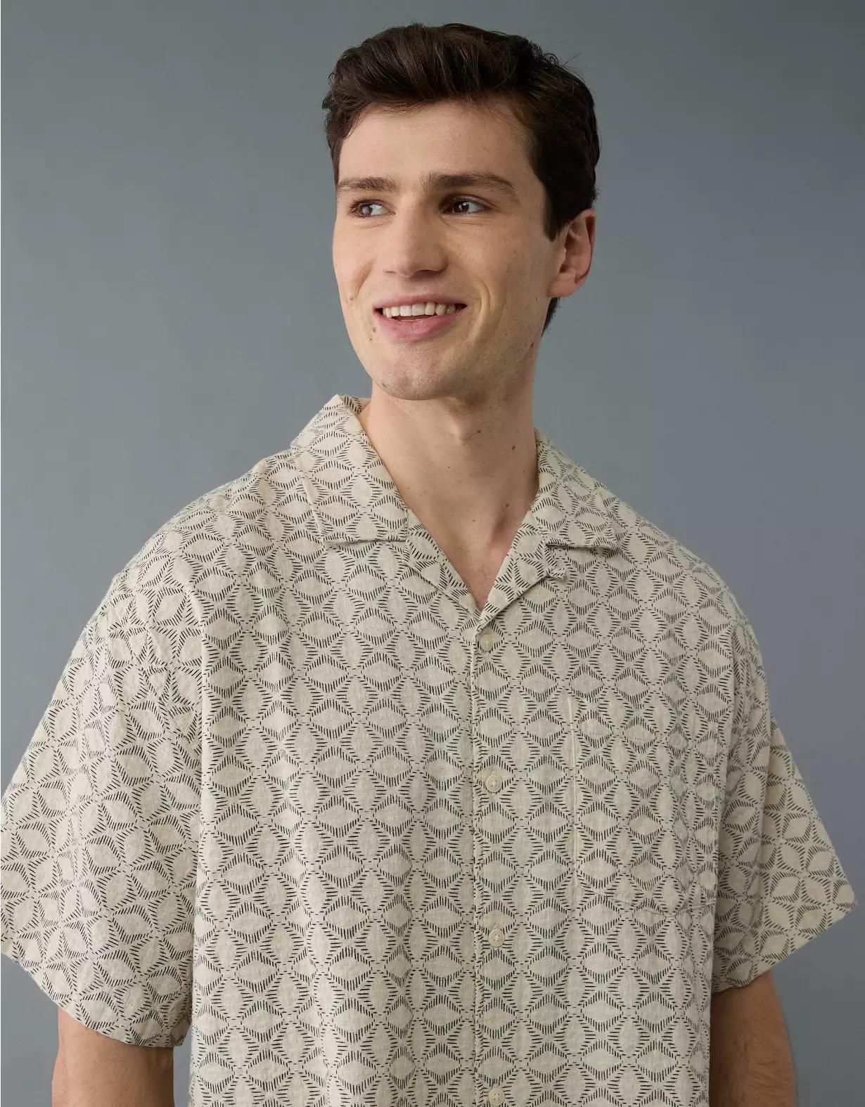 AE Poolside Printed Button-Up Shirt Product Image