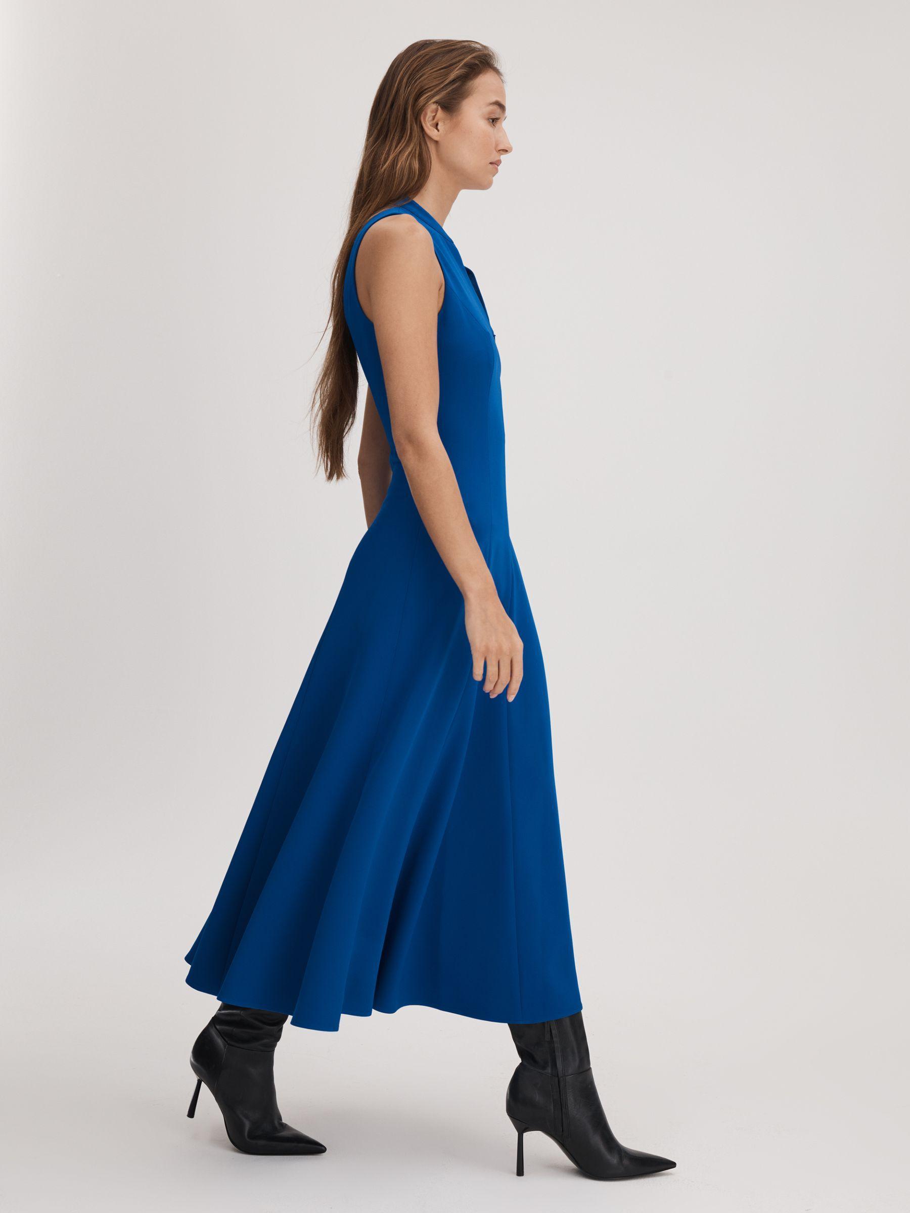 Florere Bright Blue Florere Bright Blue Zip Front Midi Dress Product Image