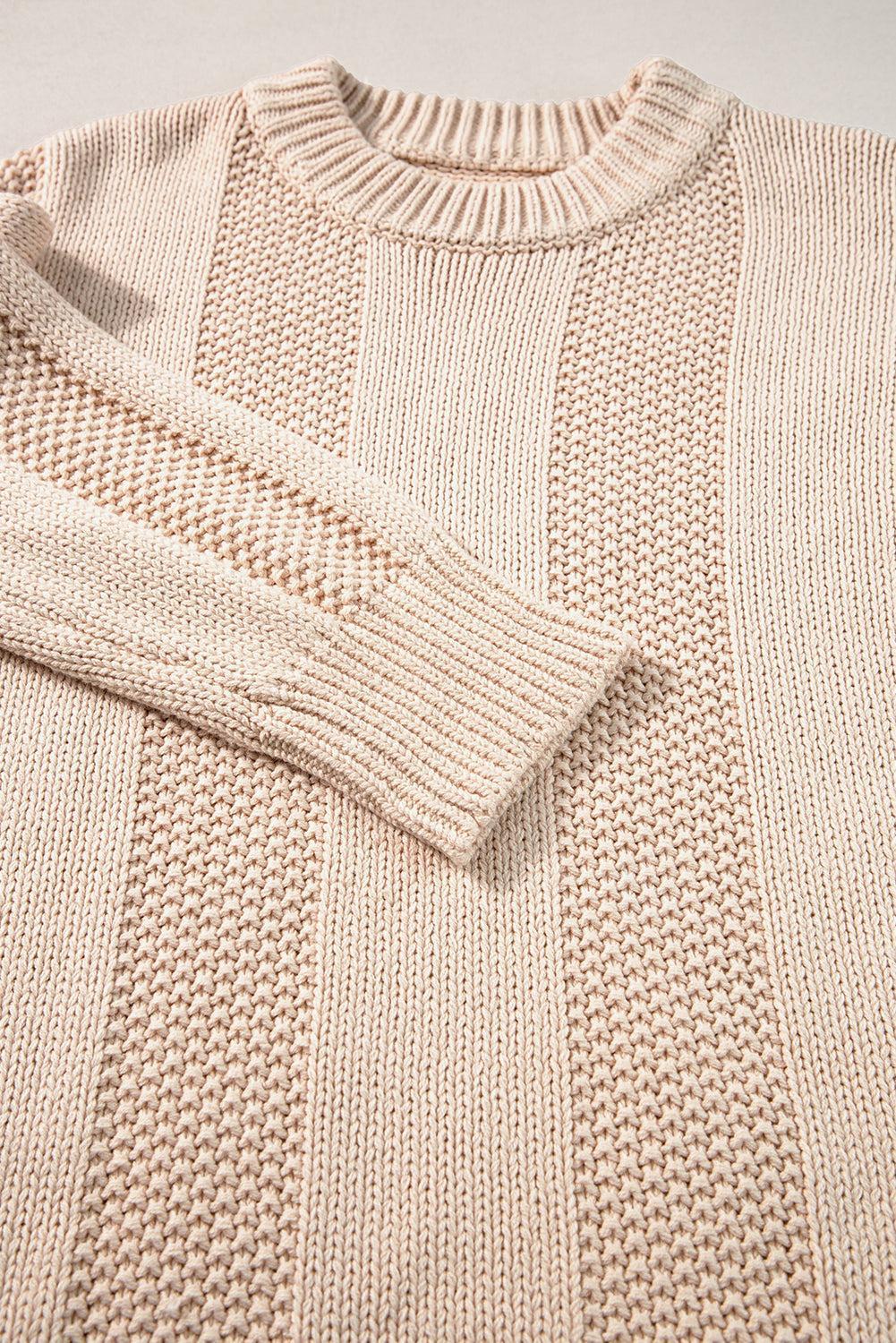 Khaki Textured Striped Sweater Product Image