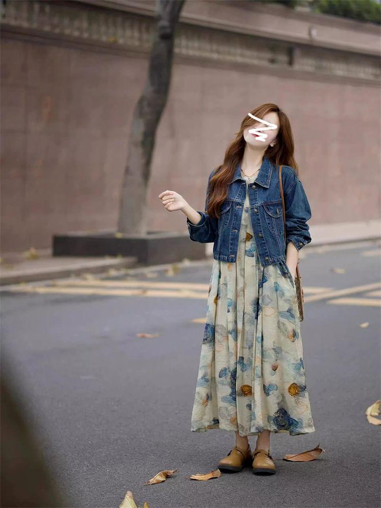 Sleeveless Crew Neck Tie Dye Maxi Sundress Product Image