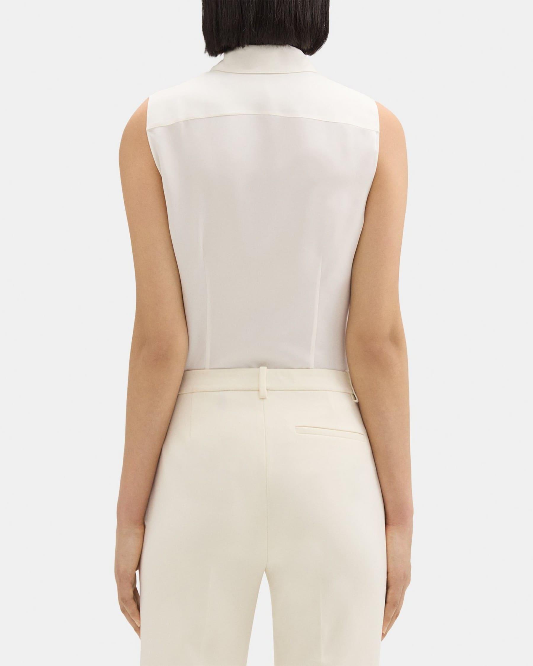 Fitted Sleeveless Shirt in Silk Georgette Product Image