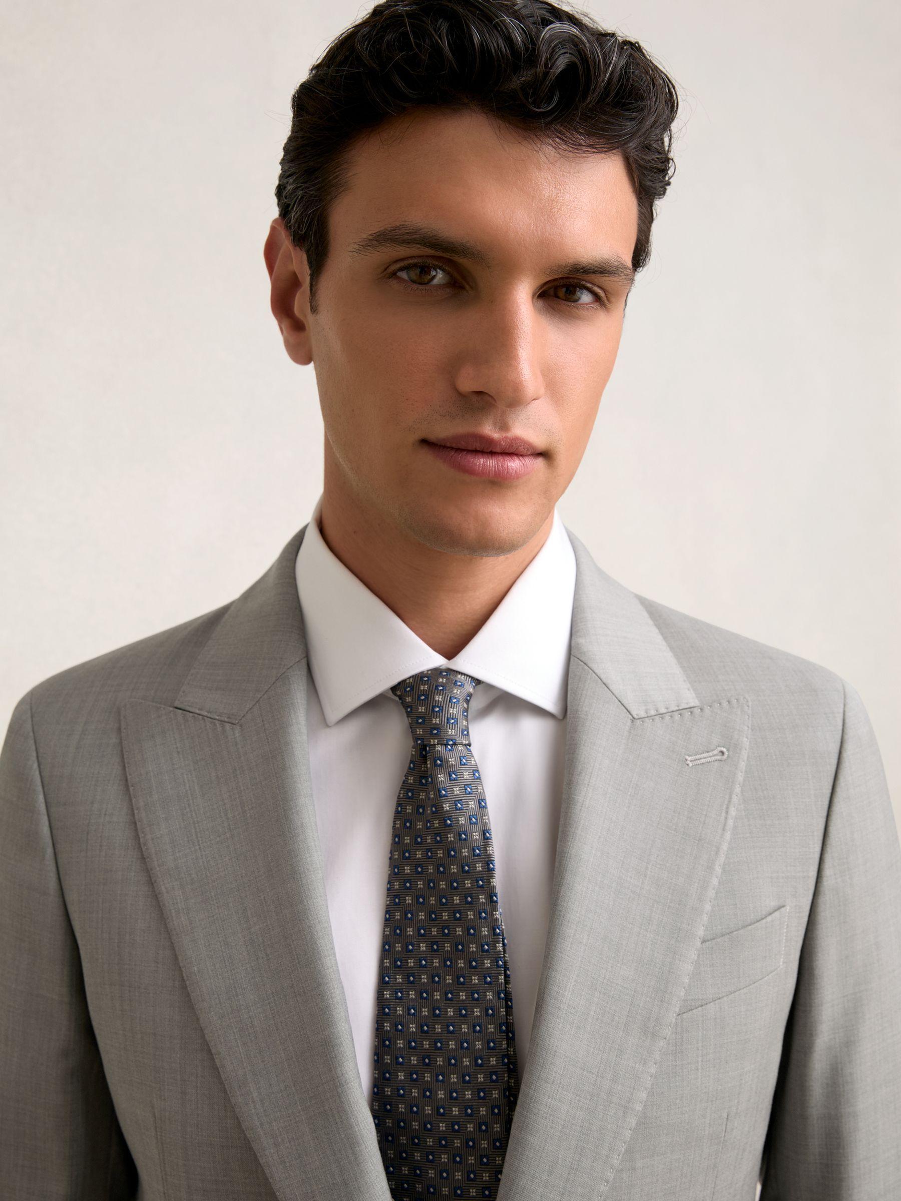 Slim-Fit Wool Single Breasted Suit Blazer in Mid Grey Product Image