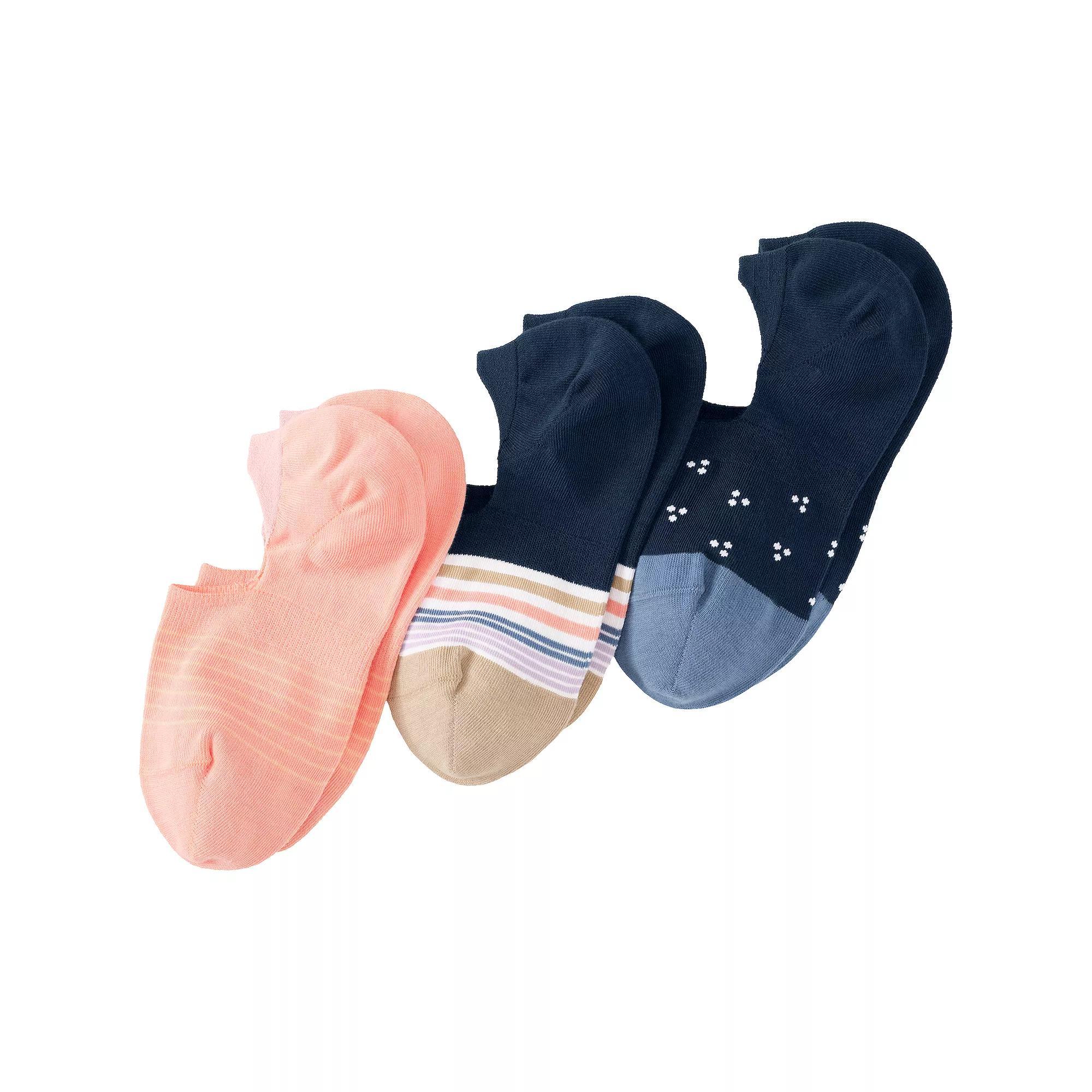 Women's Lands' End 3-Pack No-Show Socks, Size: Small-Medium, Variegated Stripe Product Image