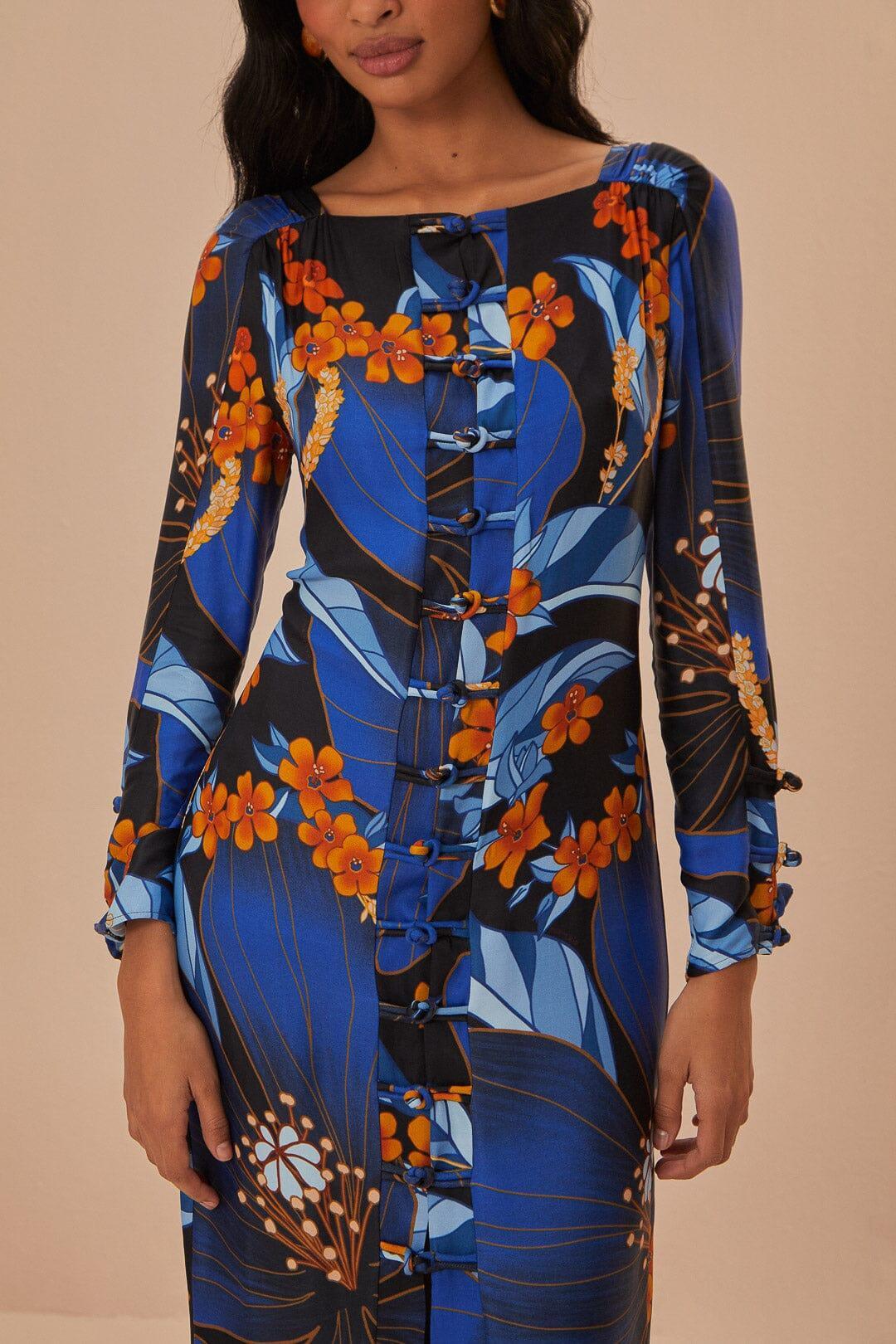 Black Pietra Floral LENZING ECOVERO Viscose Midi Dress, PIETRA FLORAL BLACK / XS Product Image