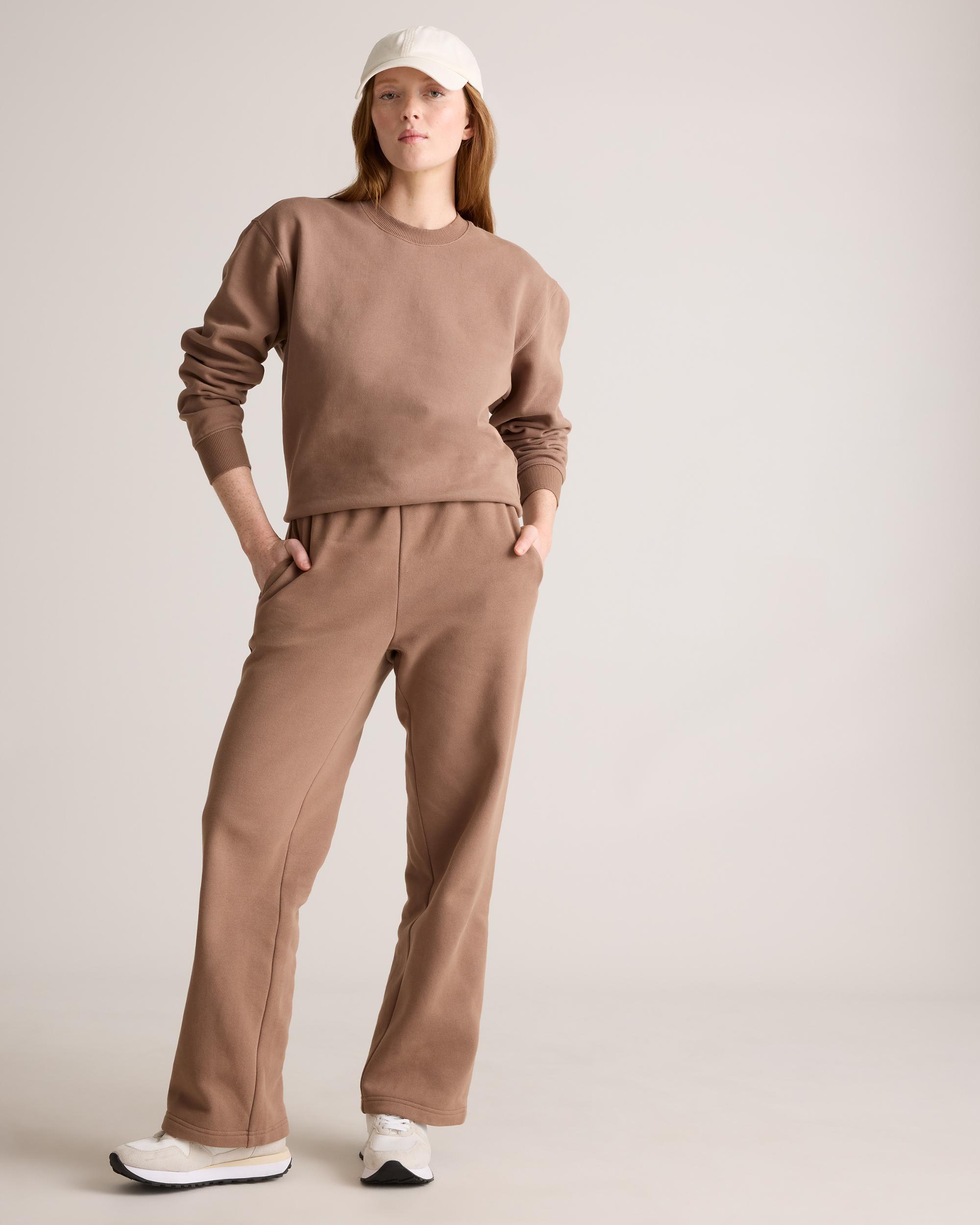 Quince | Women's Organic Heavyweight Fleece Crew Neck Alpaca Sweater Organic Cotton Product Image