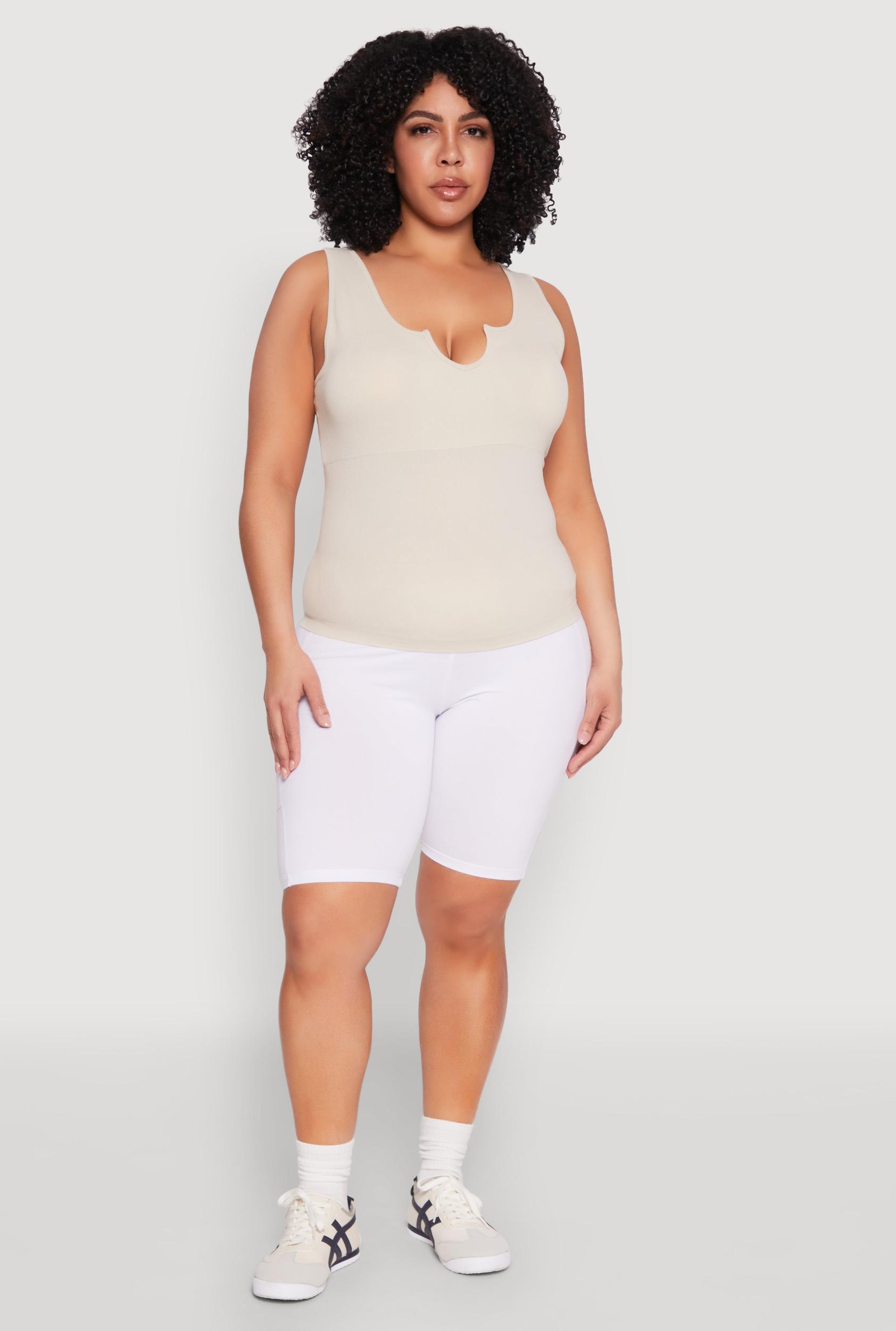 Womens Plus Size Seamless Notch Neck Tank Top Product Image