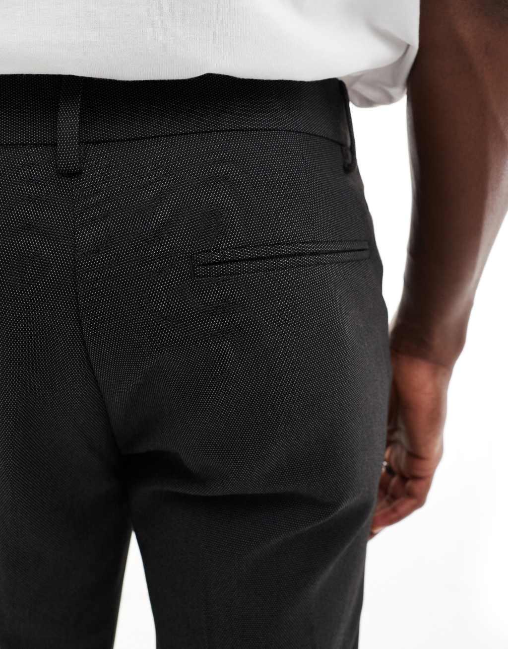 ASOS DESIGN slim suit pants in black pindot Product Image