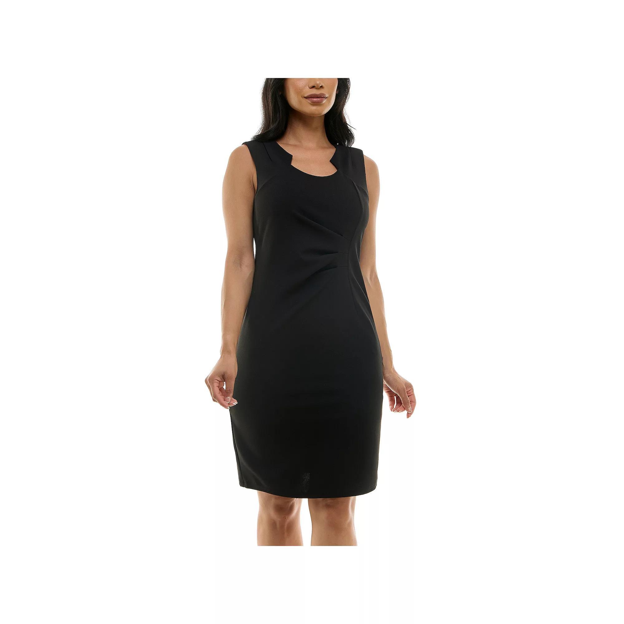 Women's Nina Leonard Envelope Neckline Sheath Midi Dress, Size: XL, Black Product Image