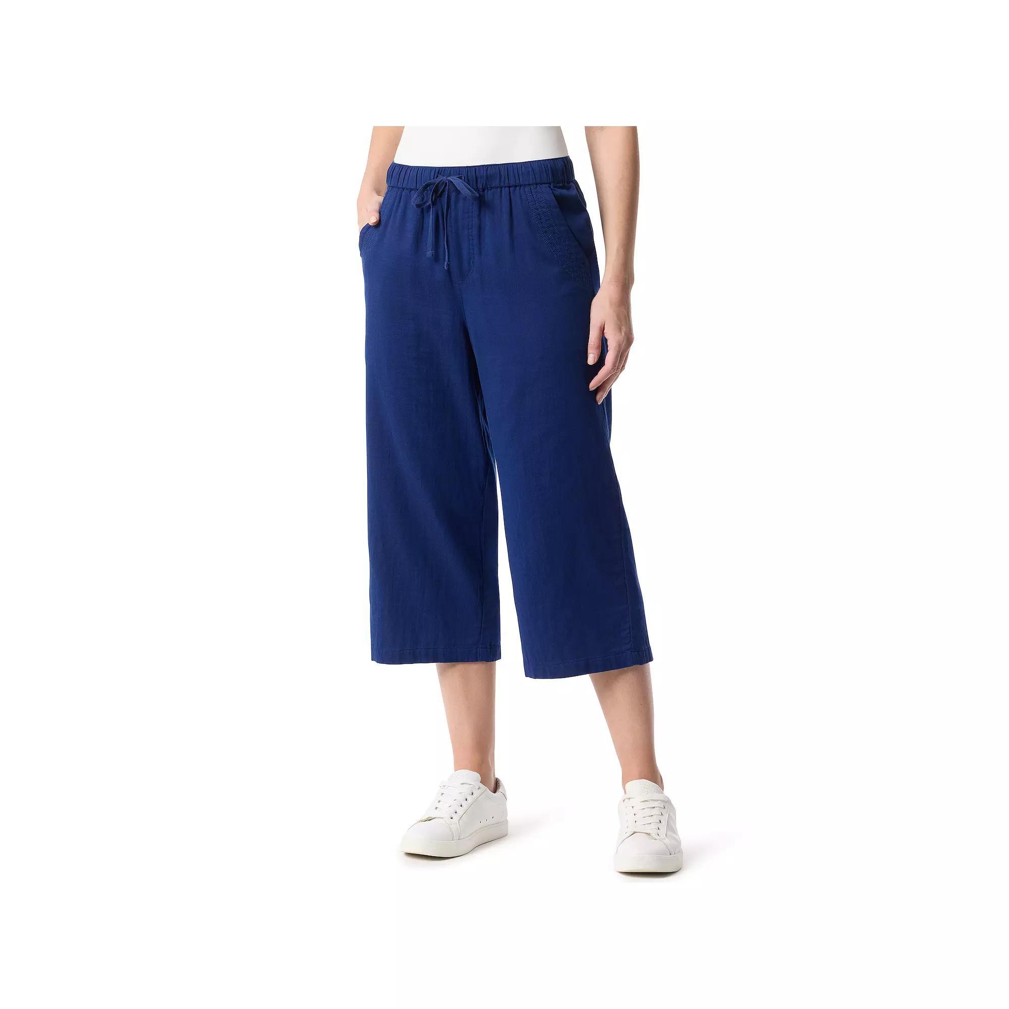 Women's Gloria Vanderbilt Drawstring Waist Wide Leg Capris, Size: Large, Naval Blue Product Image