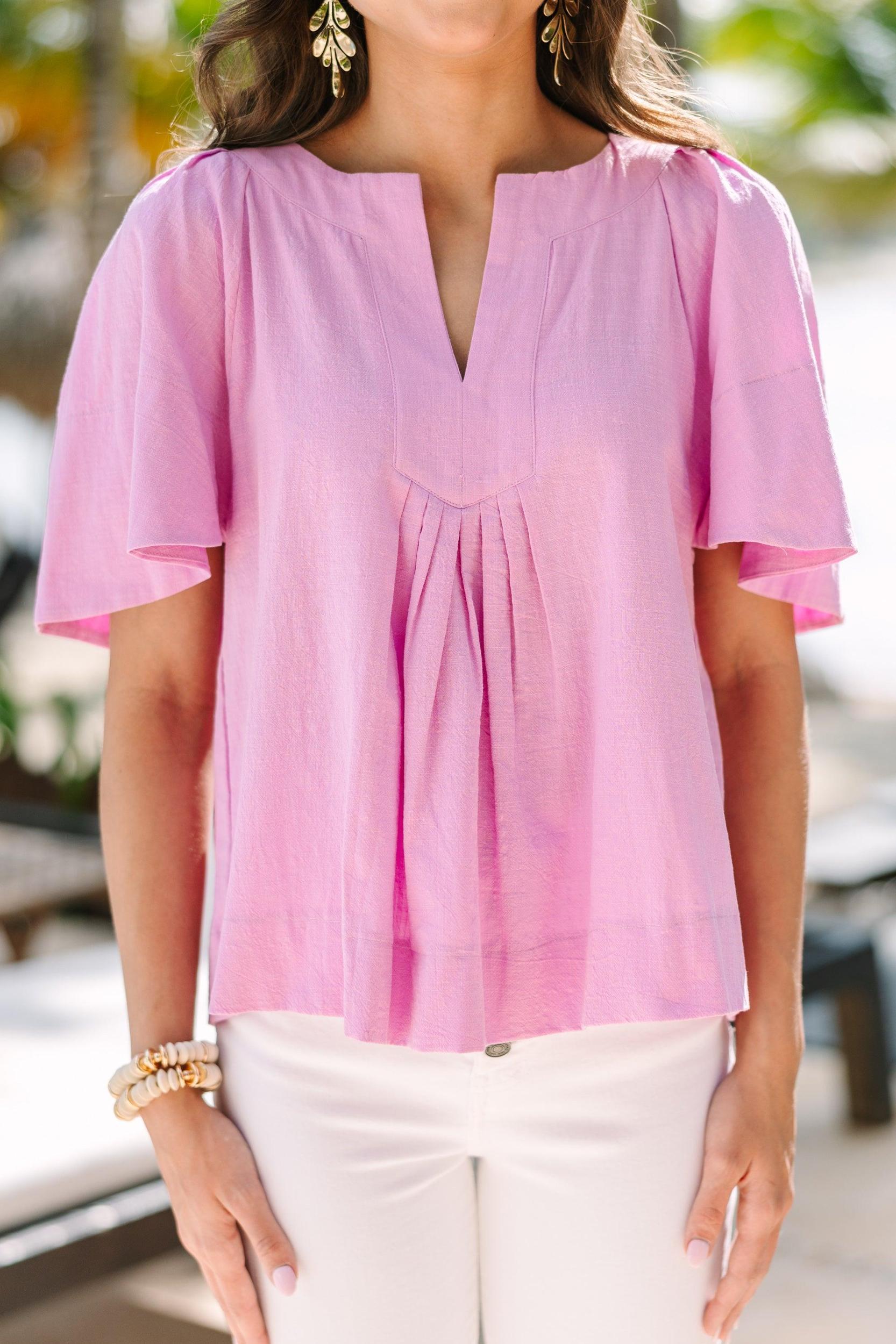 Just A Theory Lavender Purple Cotton Blouse Female Product Image