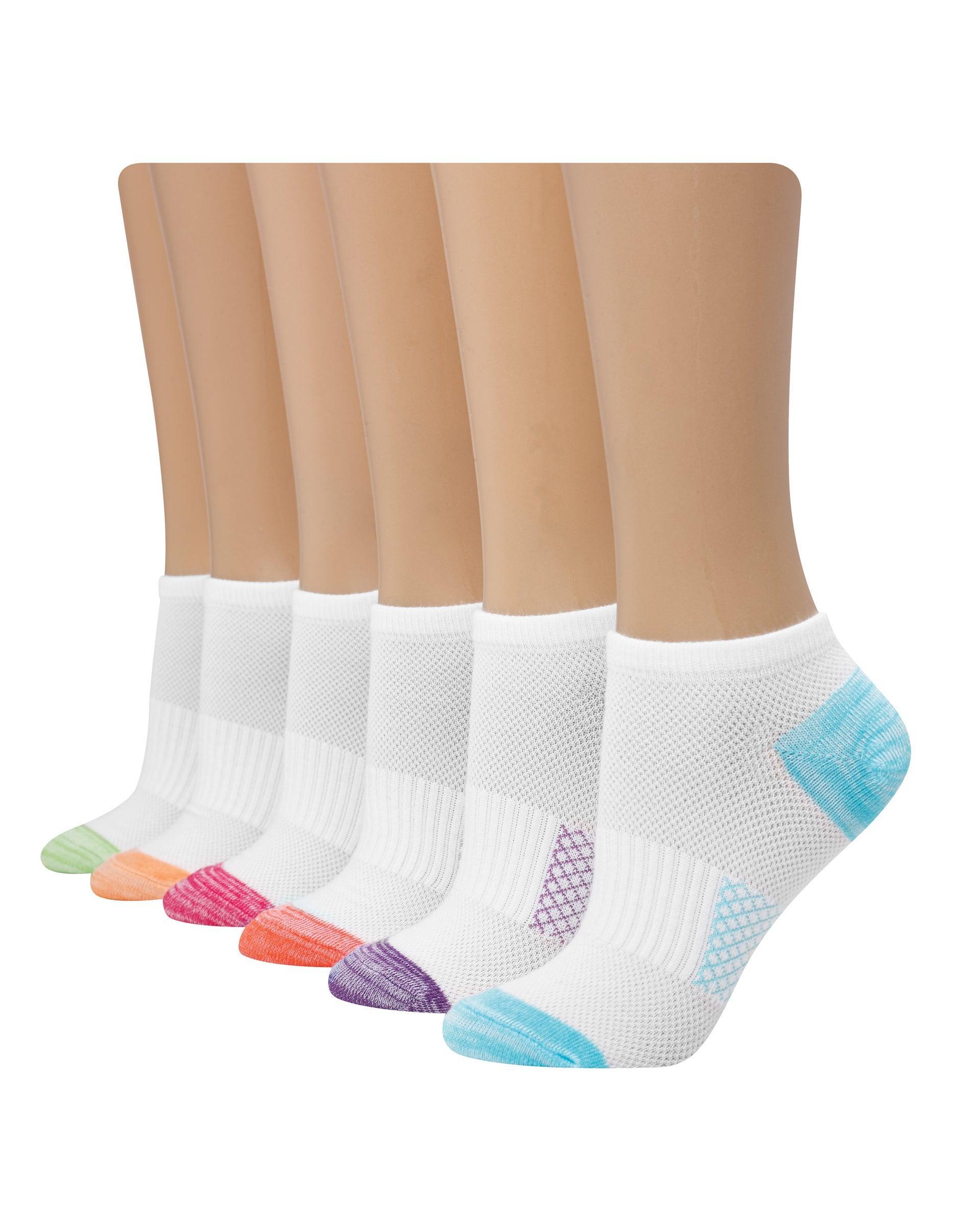 Hanes X-Temp Womens No Show Socks, 6-Pairs Pink Grey Accent Design 5-9 Product Image