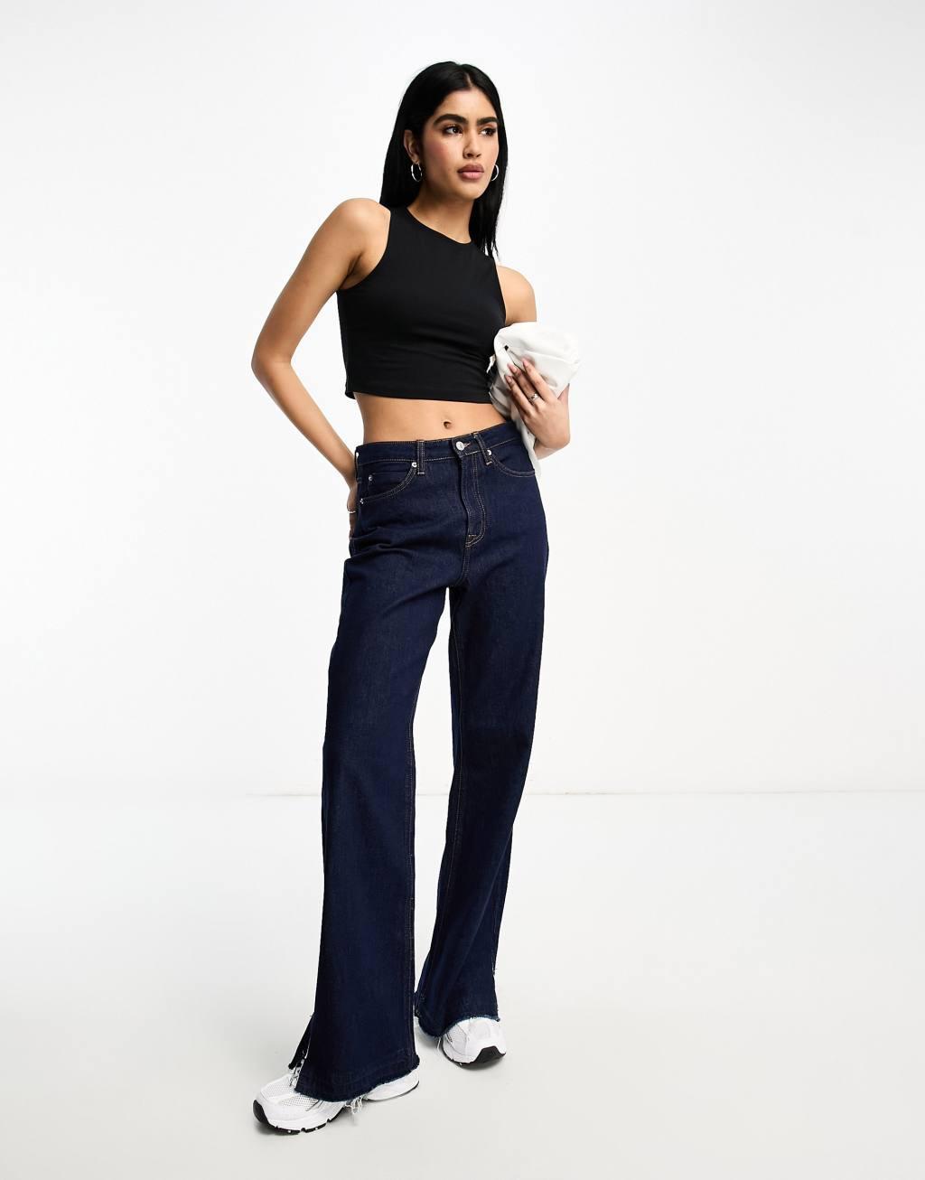 ASOS DESIGN 2 pack high neck super crop tank top Product Image