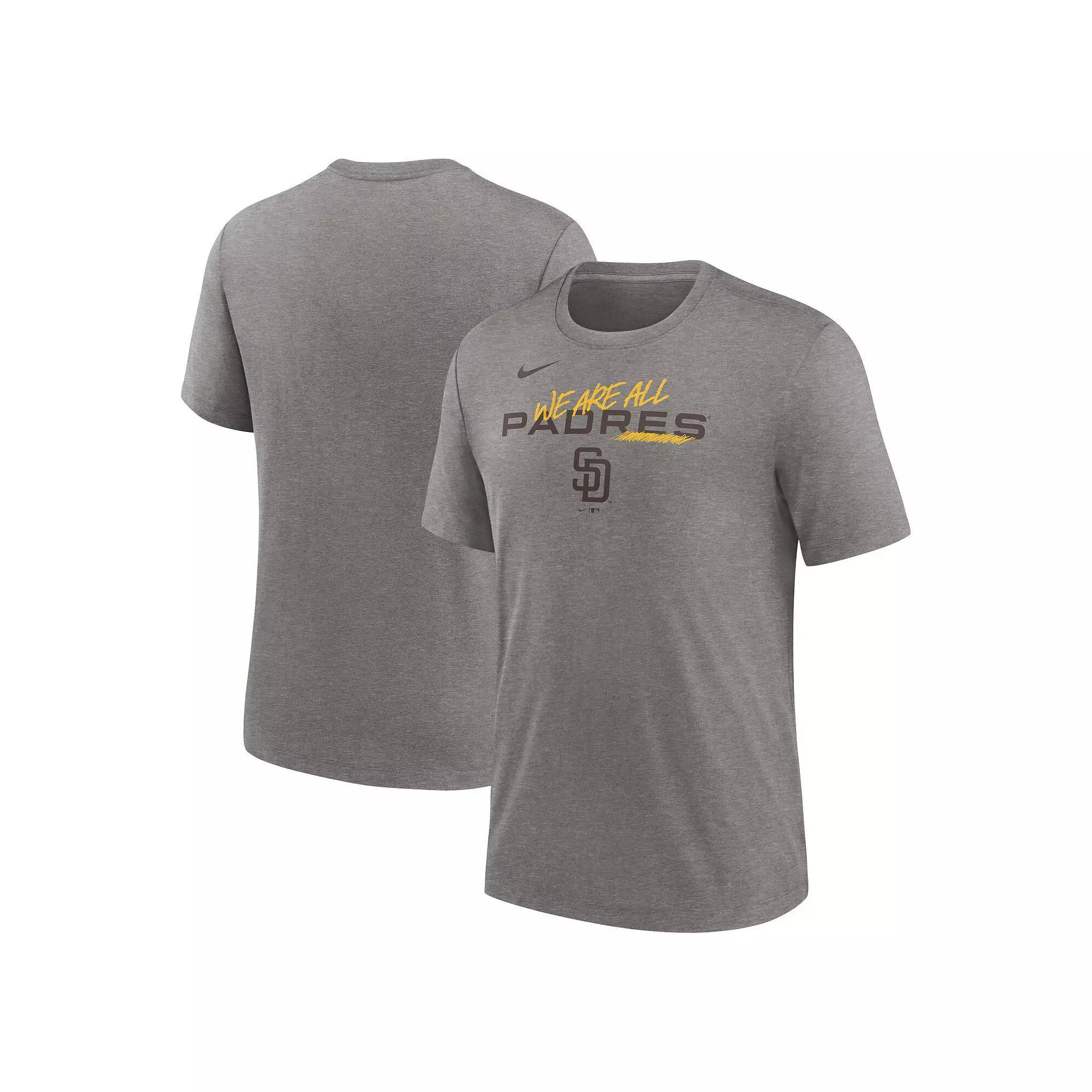 Men's Nike Heather Charcoal San Diego Padres We Are All Tri-Blend T-Shirt, Size: XL Product Image