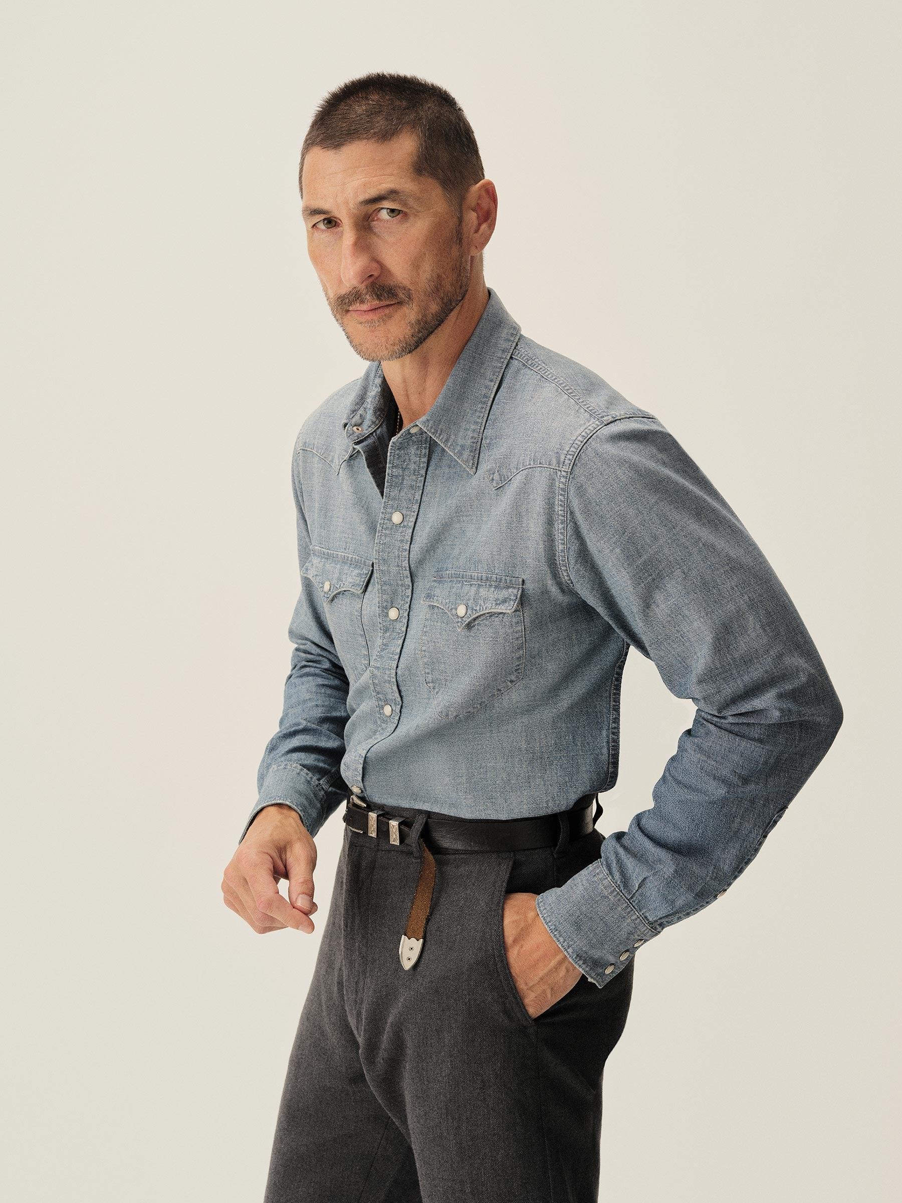 M046 Japanese Chambray Western Shirt Product Image