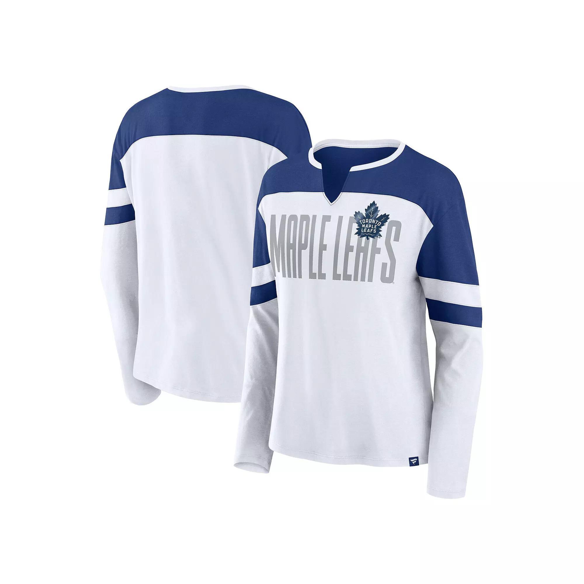 Women's Fanatics White Toronto Maple Leafs Frozen Long Sleeve Notch Neck T-Shirt, Size: XL, Mpl White Product Image