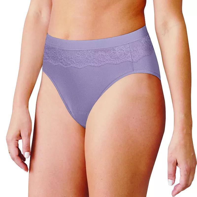 Women's Bali® Beautifully Confident Hi-Cut Panty with Leak Protection Liner DFLLH1, Size: 7, Black Product Image