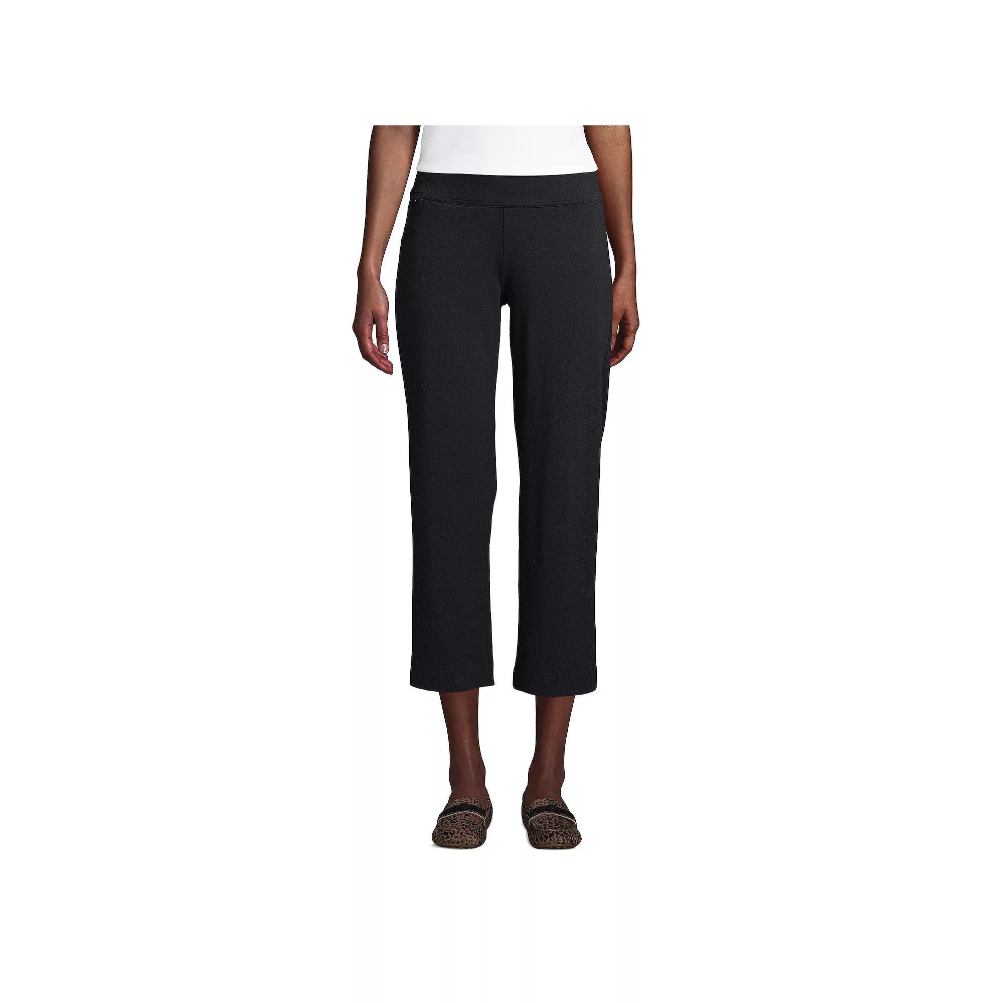 Women's Lands' End Starfish Straight-Leg Pull-On Crop Pants, Size: Small Tall, Black Product Image