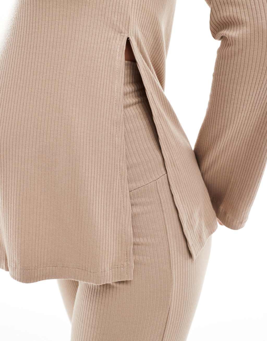 Mamalicious Maternity split seam top in beige - part of a set Product Image