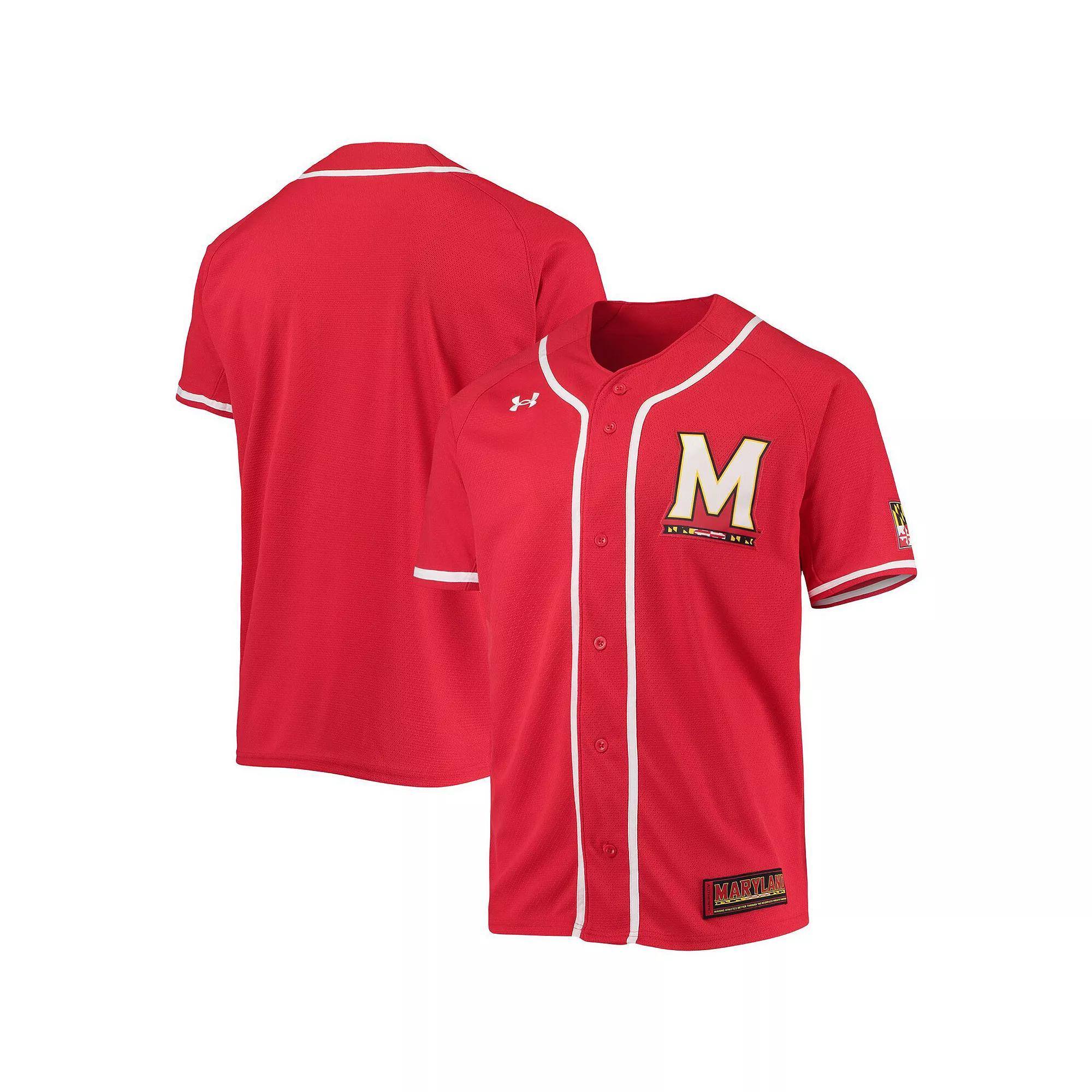 Men's Under Armour Red Maryland Terrapins Replica Baseball Jersey, Size: Small Product Image