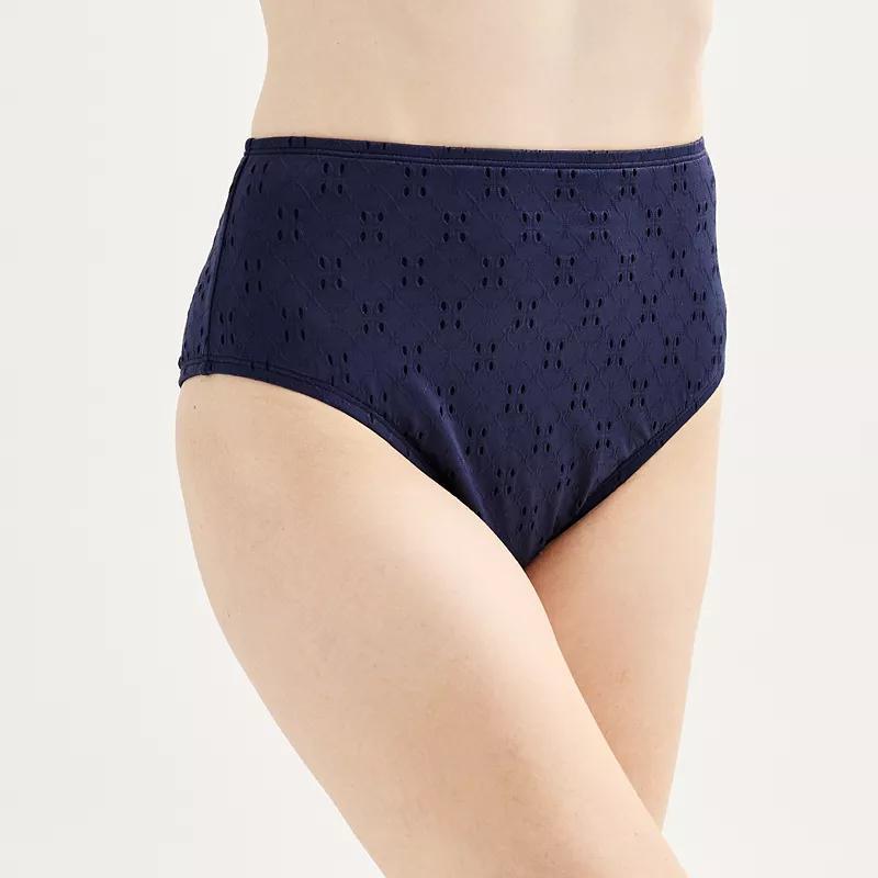 Women's Draper James Waist Minimizer High Waist Bikini Bottoms, Size: XS, Blue Product Image