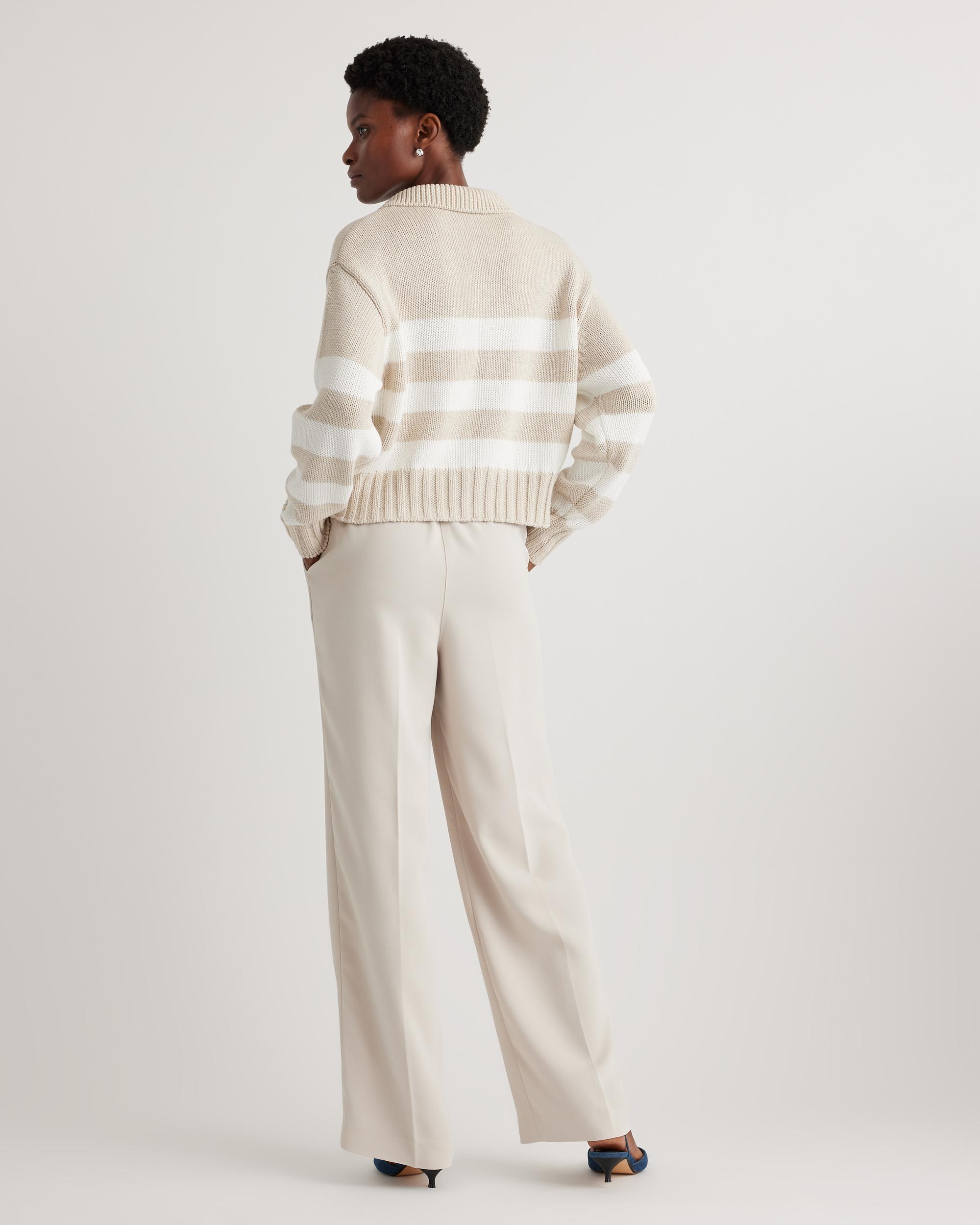 Quince | Women's 100% Organic Cropped Cotton Polo Sweater Organic Cotton Product Image